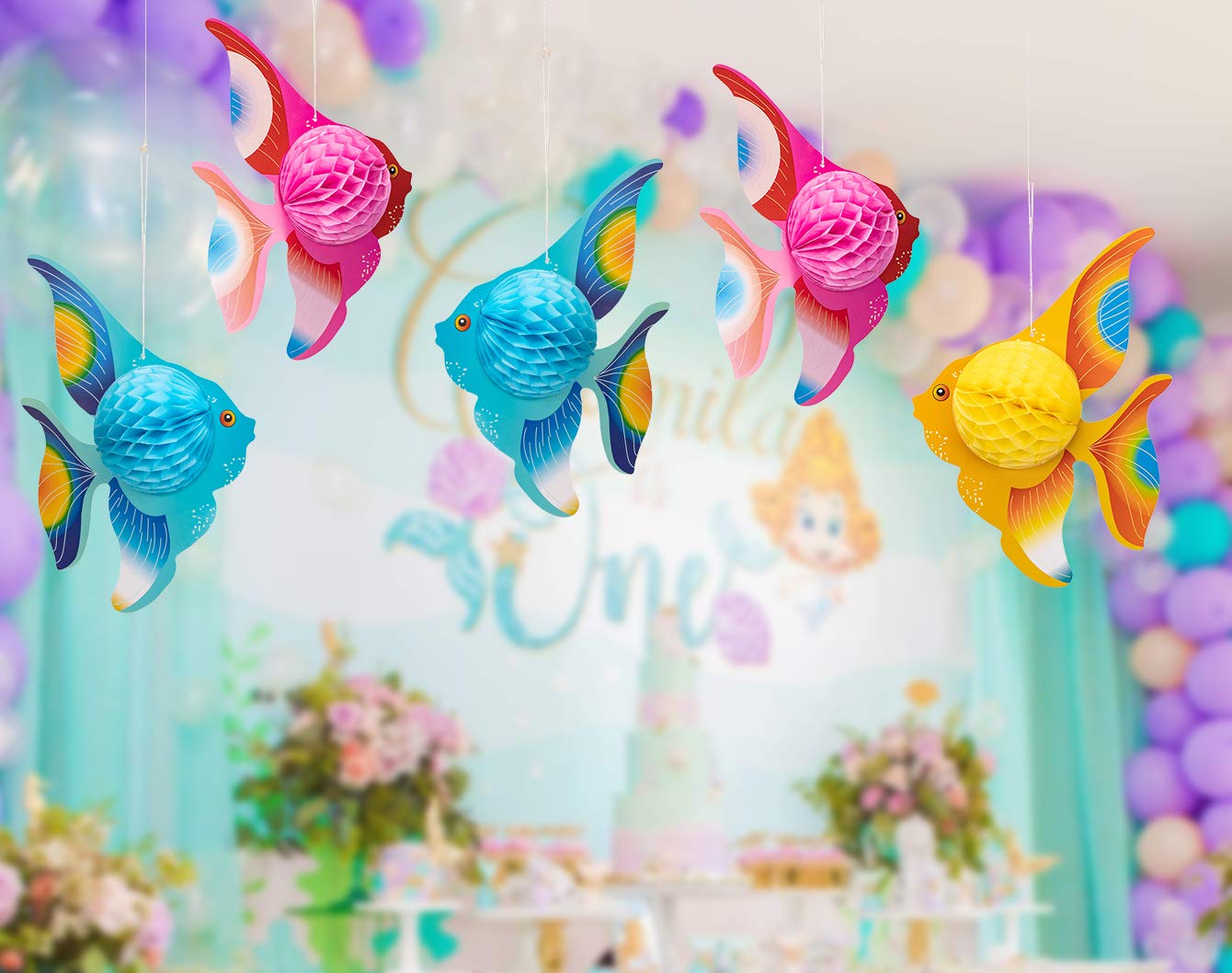 90shine 12-Pack Tropical Fish Centerpieces for Under-the-Sea Parties