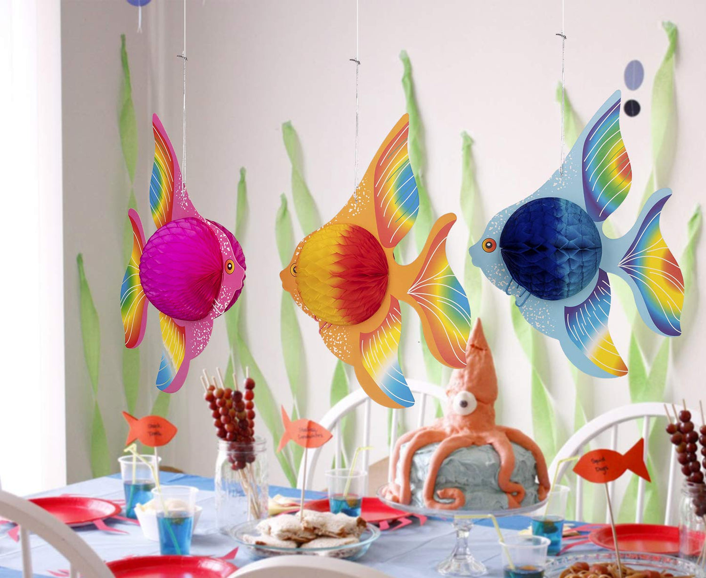 90shine 12-Pack Tropical Fish Centerpieces for Under-the-Sea Parties