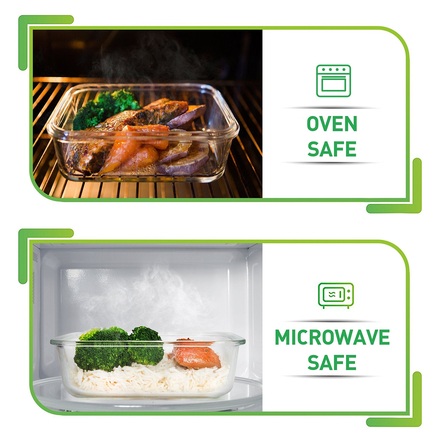 [5-Pack] Food Prep & Storage Glass Containers with Lids - Airtight Glass Meal Prep Containers Reusable (1060 Millilitres - 1 Compartment)