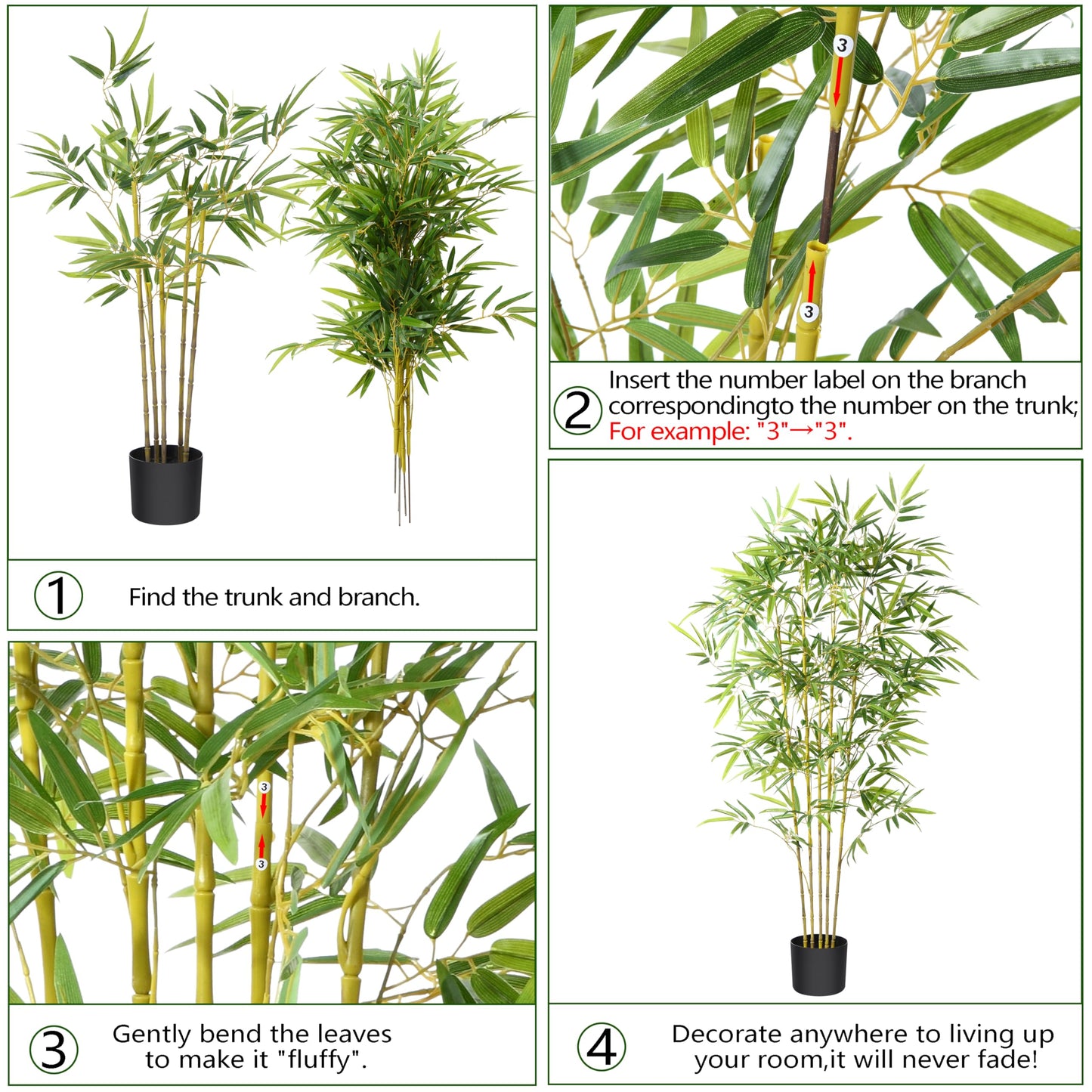 Kazeila Artificial Bamboo Plants Trees Outdoor 140cm Fake Plant Decorative Artificial Plants Indoor Outdoor Home Office Garden(1Pack)
