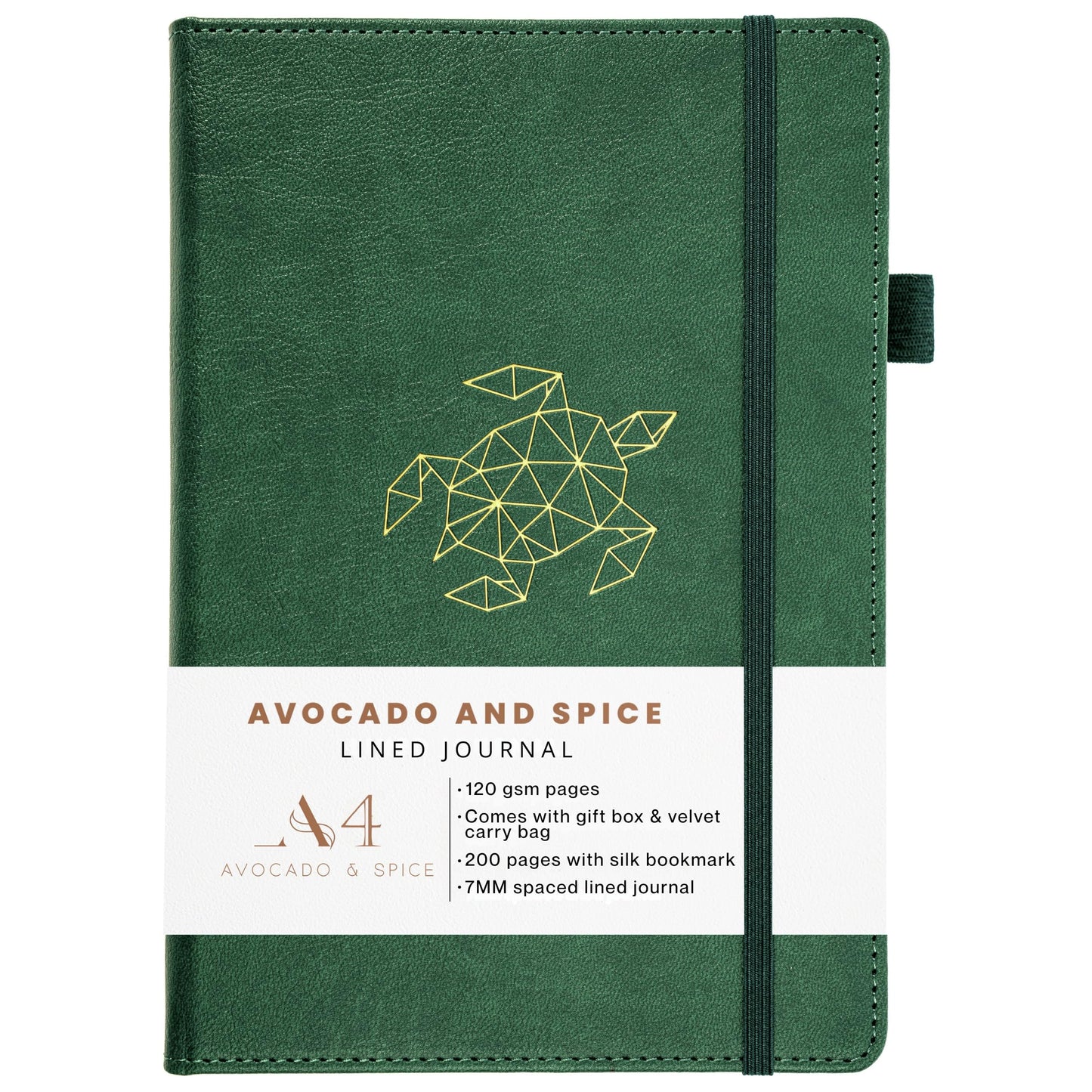 Notebook A4 Lined by Avocado and Spice? with Gift Box & Velvet Bag ? Faux Leather Hardback A4 Lined Notebook - Bookmark, Elastic Strap, Pen Holder,
