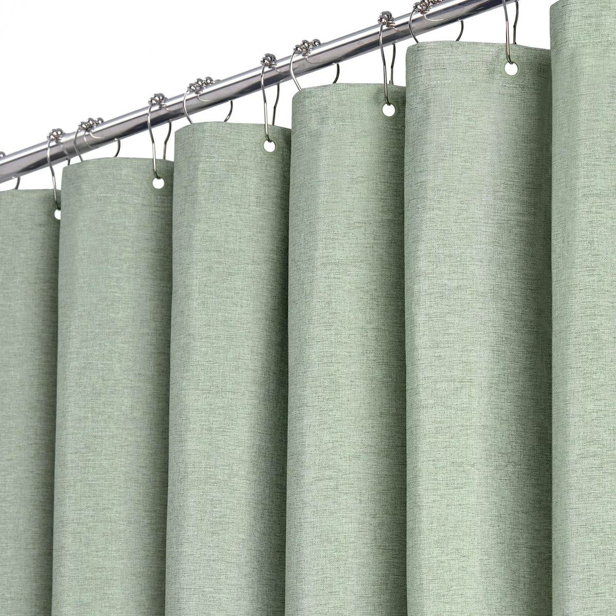 BTTN 122 x 182cm Small Linen Shower Curtain, Fabric Weighted Heavy Duty Mould Resistant Hotel Luxury Modern Shower Curtain set For Bathroom With 8