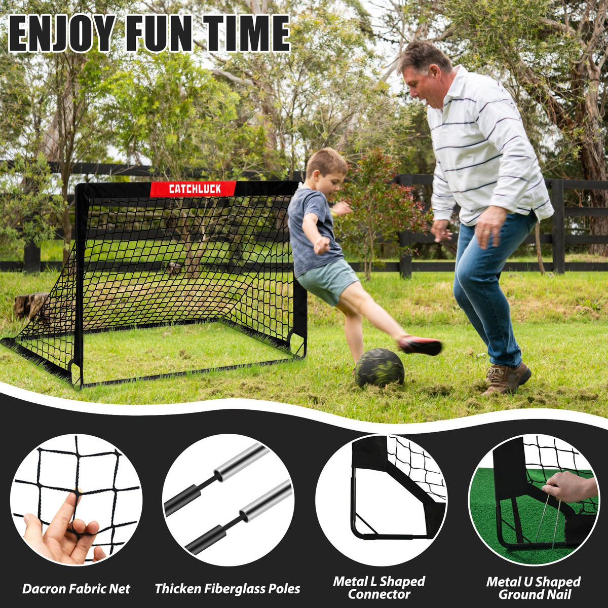 CATCHLUCK Football Goals for Kids Goals Foldable Football Nets for the Garden Pop Up Outdoor Goal Post Indoor Goal with Carry Bag