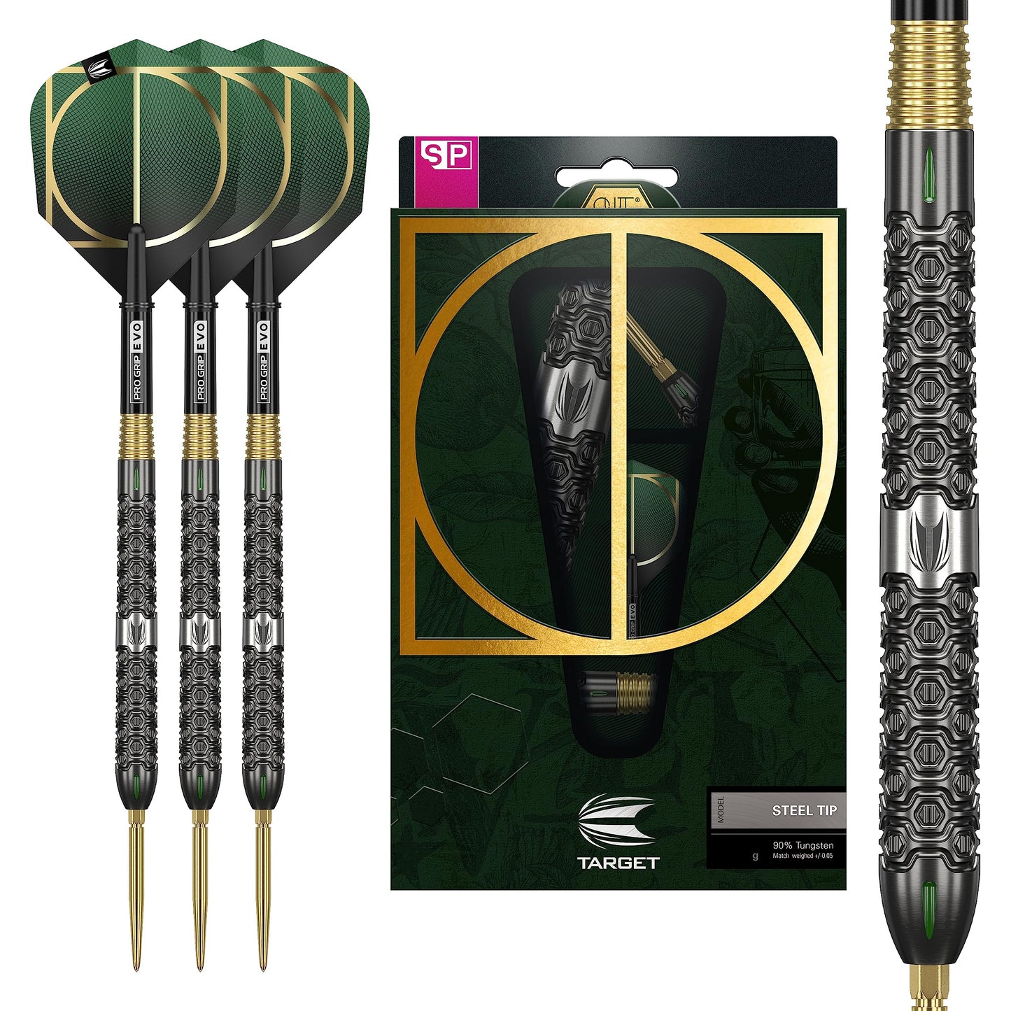 TARGET Darts Cult 02 90% Tungsten Swiss Point Steel Tip Darts Set, 24G | Swiss Point Dart Set, Tungsten Barrel, Professional Darts Set, Swiss Point