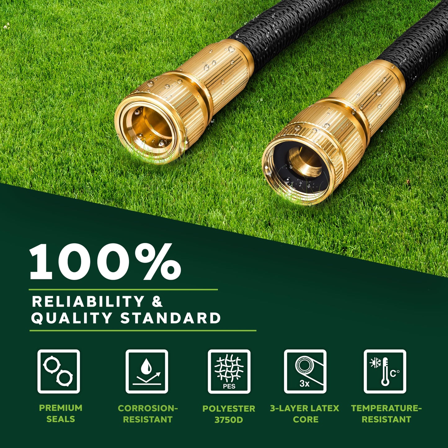 TRESKO Expandable Garden Water Hose Pipe- 8-Pattern Spray Gun Anti-Leakage with Brass Fittings, Triple Latex Core & Hose Hook/Hanger, Magic-Hose Pipes