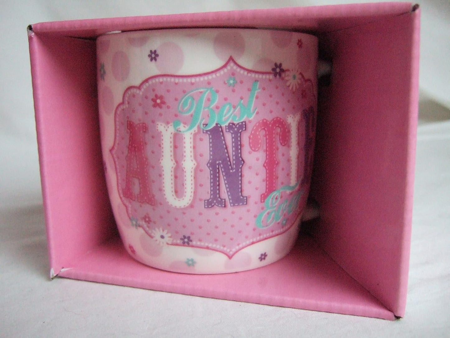 "Best Auntie Ever" Pink Vintage Style Pattern Sentimental Mug