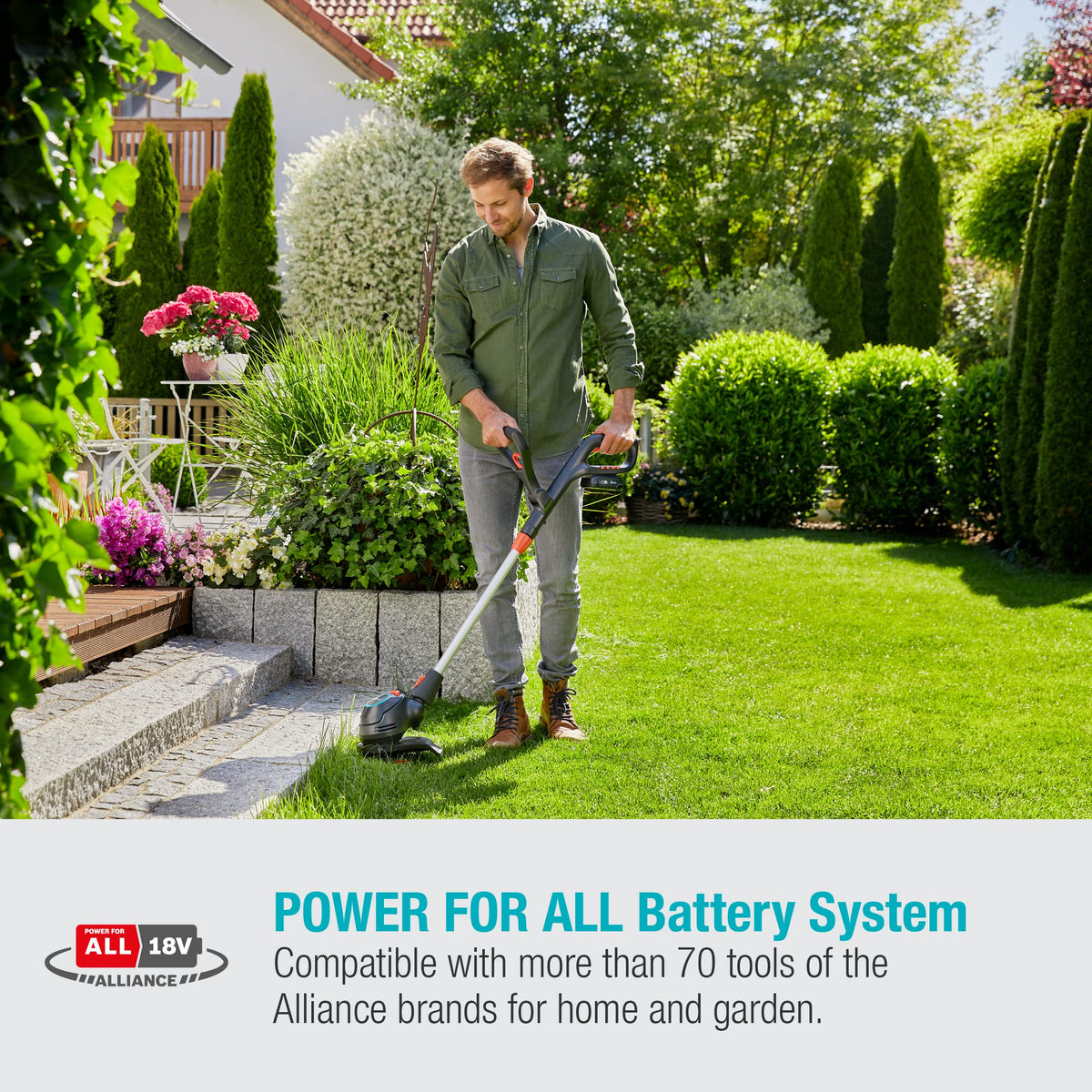 Gardena Battery Trimmer ComfortCut 23/18V P4A Without Battery: Lawn strimmer with 230-mm Cutting Diameter, Telescopic Shaft and pivoting Trimmer Head