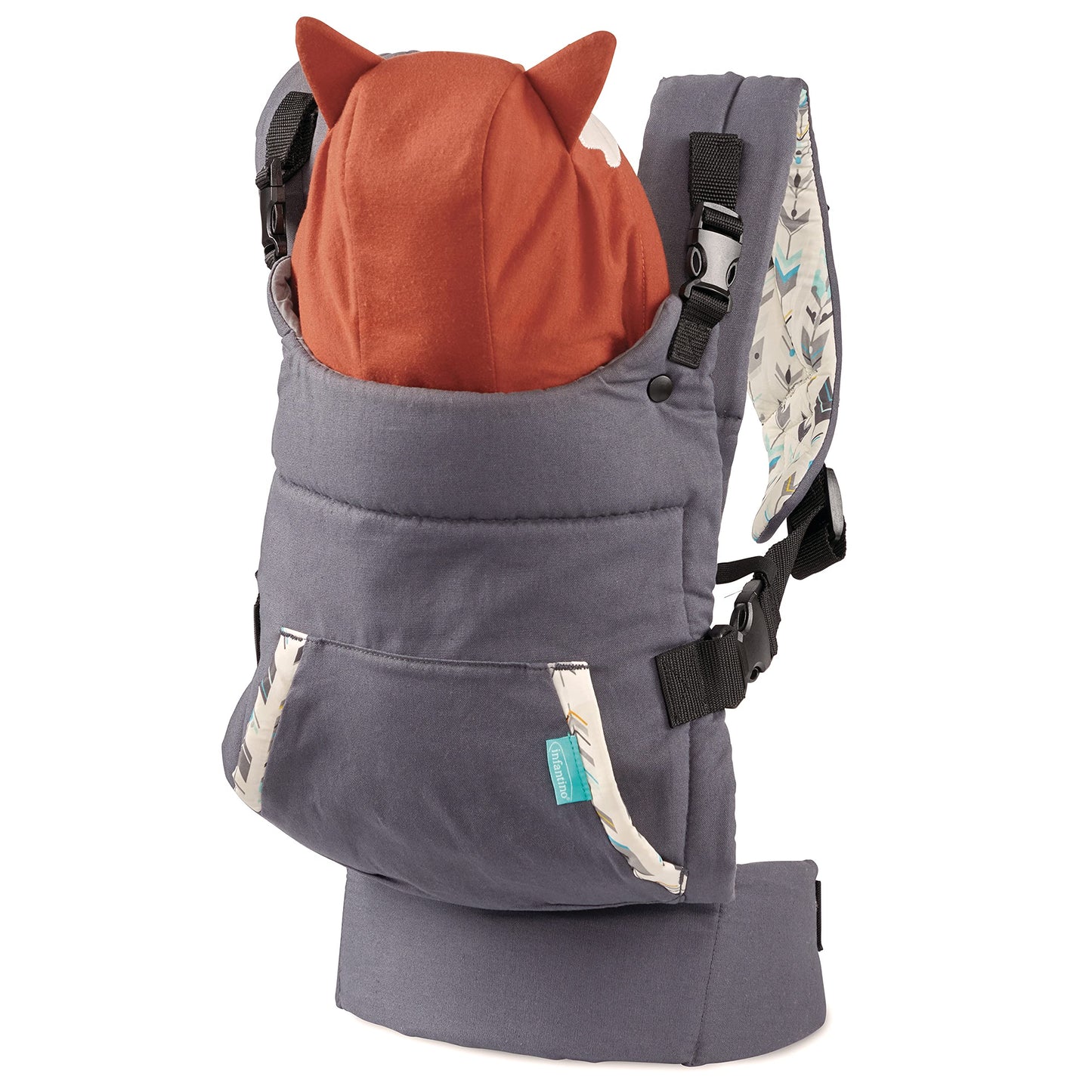 Infantino Cuddle Up Carrier - Ergonomic Fox-Themed, face-in Front Carry and Back Carry, with Removable Character Hood, for Infants and Toddlers, 12-40