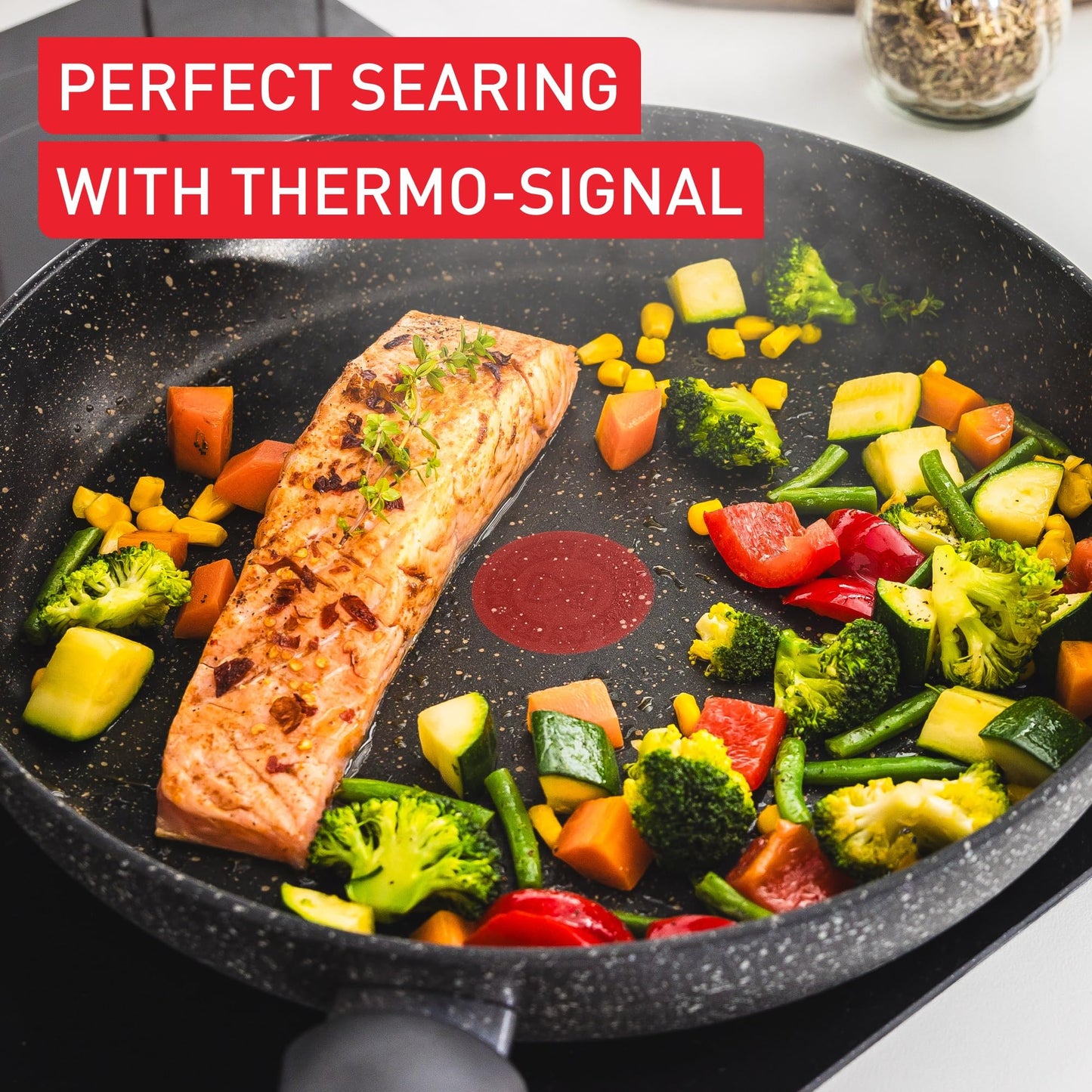 Tefal Titanium Stone Frying Pan 28 cm, High-Performance Non-Stick Coating, Metal Spatula Safe, All Hobs Including Induction, E1050644