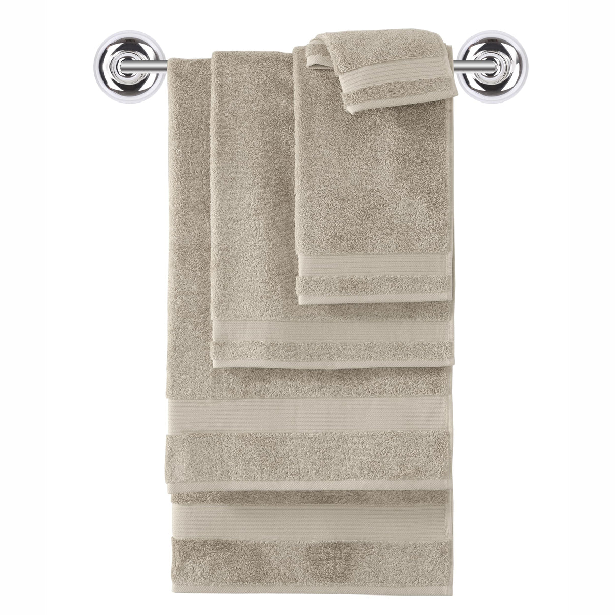 BERIBO Turkish Towel Set 100% Cotton (Serenity) 6 Pieces, 620gsm (Brown Rice)