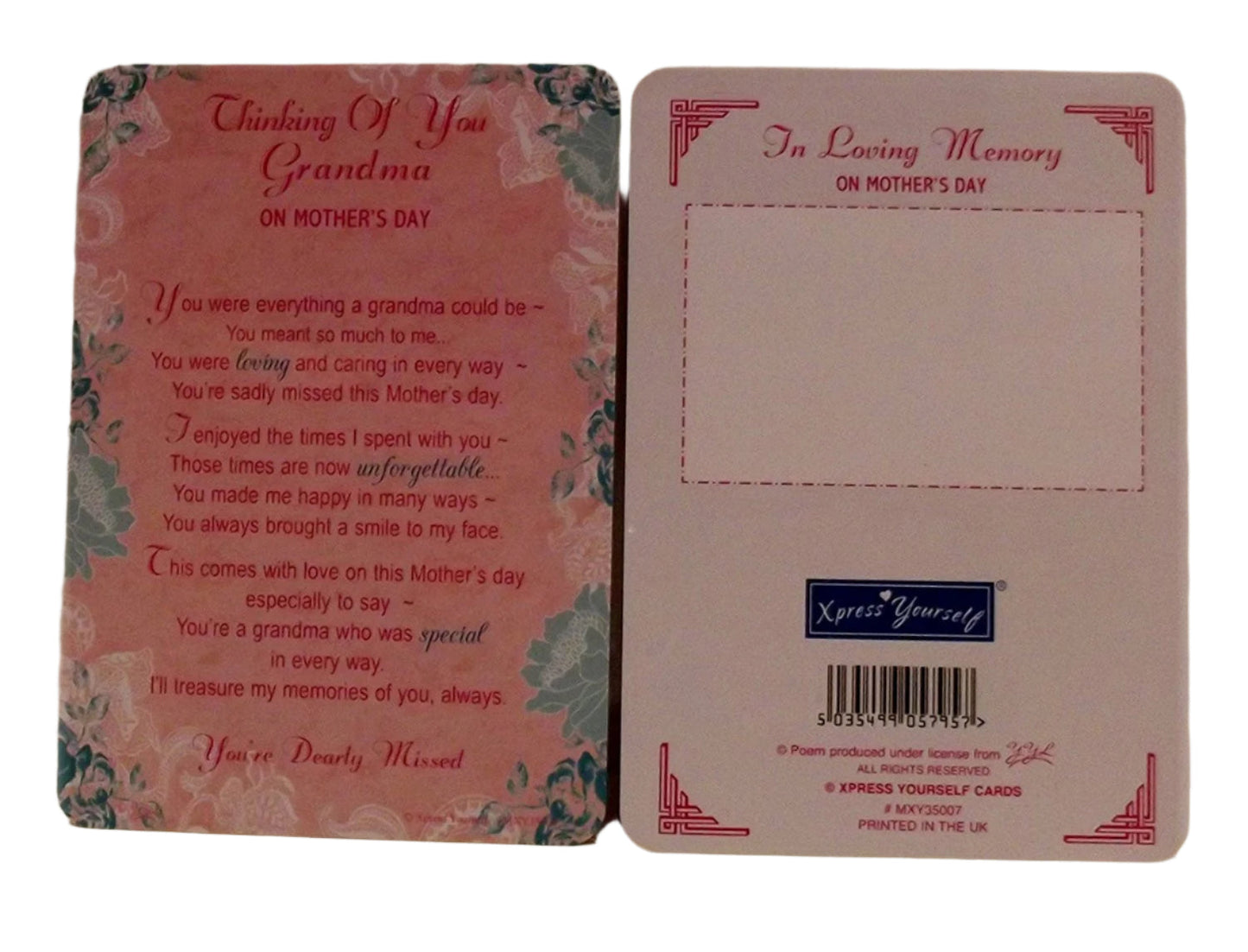 Loving Memory Mother's Day Graveside Memorial Card & Holder 5.75 x 4"- Thinking Of You Grandma 35006