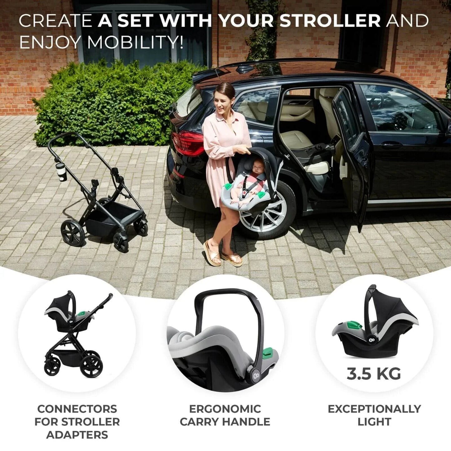 Kinderkraft Newly Mink Pro 4-in-1 Travel System - Moonlight Grey