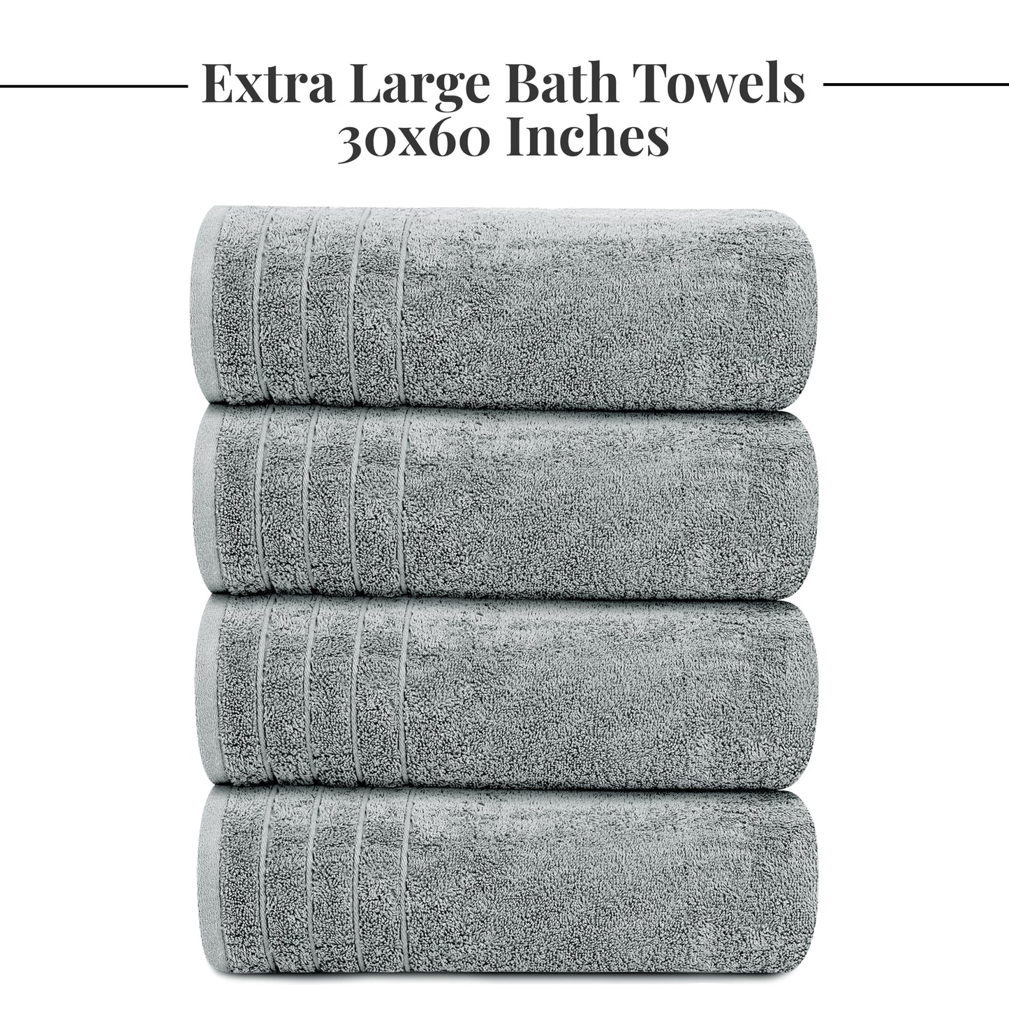 Tens Towels Large Bath Towels, 100% Cotton, 30 x 60 Inches Extra Large Bath Towels, Lighter Weight, Quicker to Dry, Super Absorbent