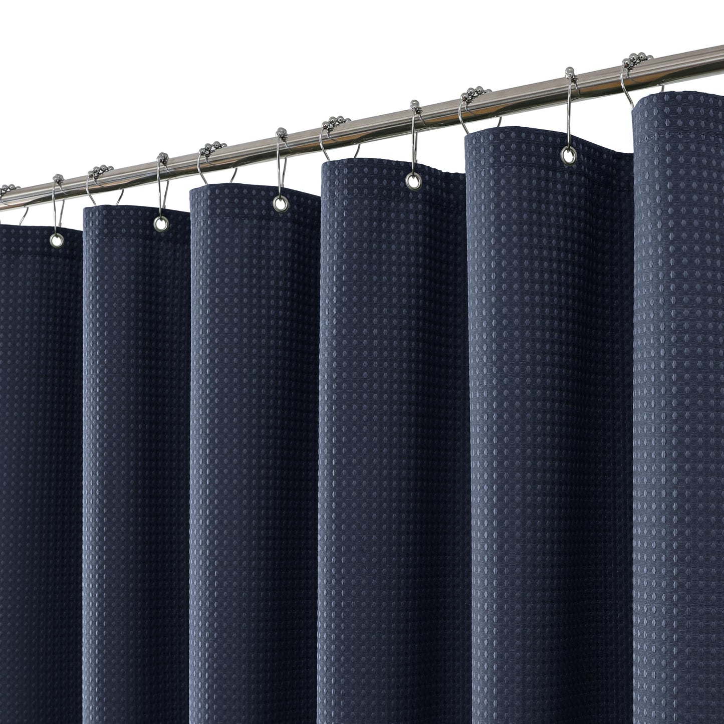 FY&XZH Heavy-Duty Waffle Weave Shower Curtain with Stainless Steel Hooks, Thick Fabric for Bathroom, Hotel, Spa & Salon-183 x 198cm (Navy Blue)