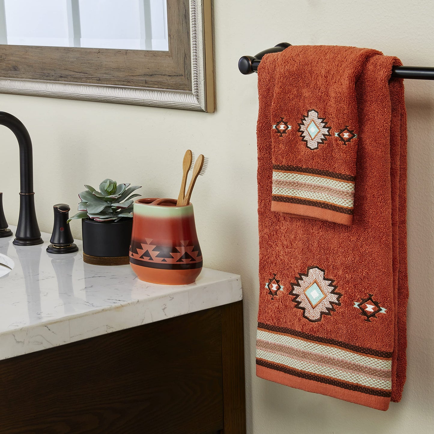 SKL Home Hand Towel, Cotton, Rust, 15x26