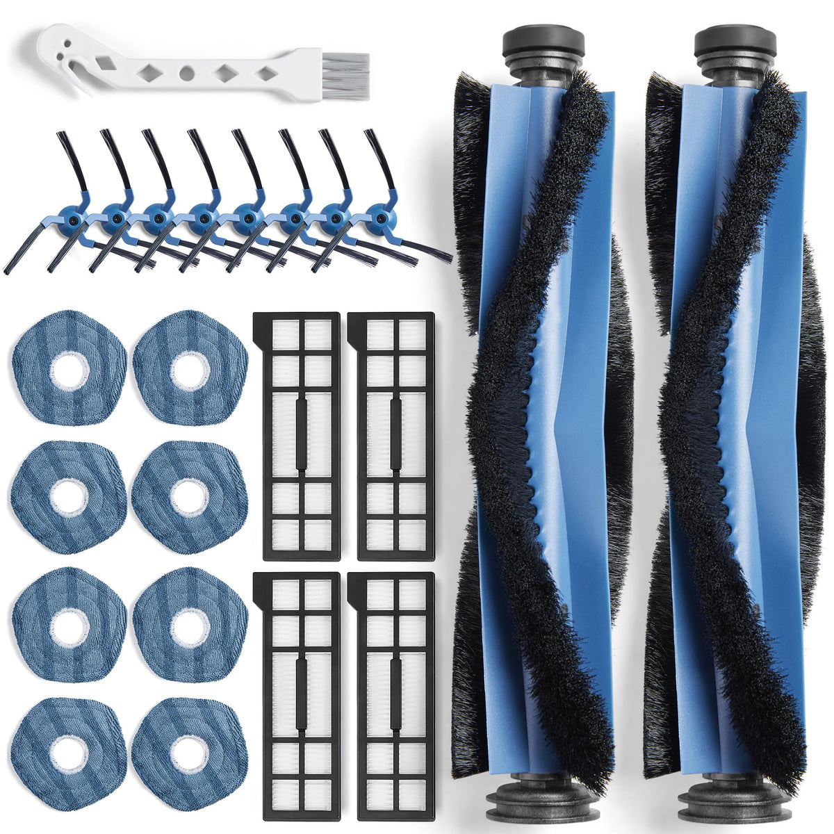 CHIKIXSON 23 Pack Accessories Kit for Eufy X10 Pro Omni Vacuum Cleaner, Replacement Parts with 2 Main Brushes, 4 filters, 8 Side Brushes, 8 Mops, 1