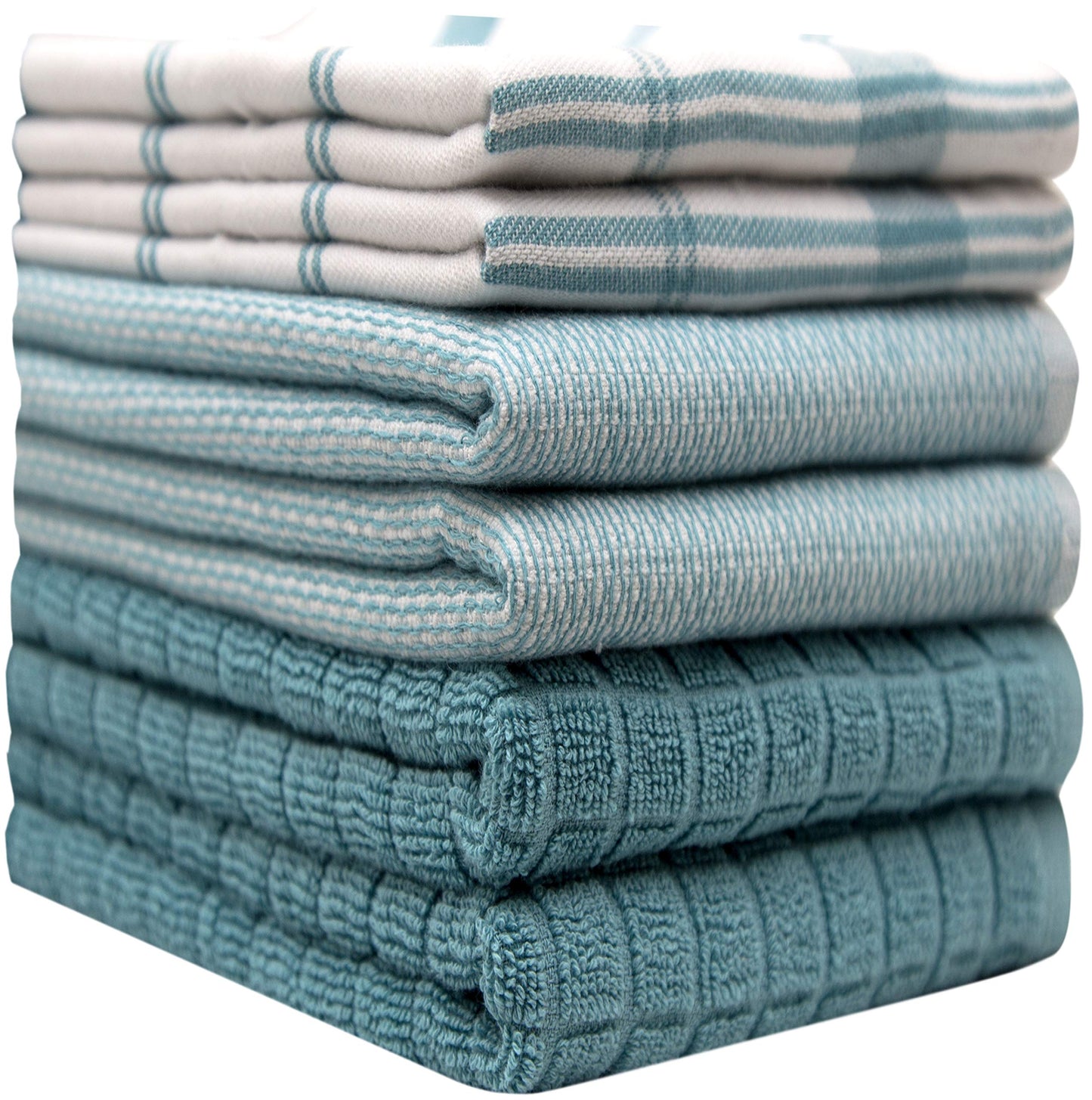 Premium Tea Towels (20”x 28”/ 50 x 70 cm, 6 Pack) – Large Cotton Kitchen Tea Towel – Flat & Terry Towel