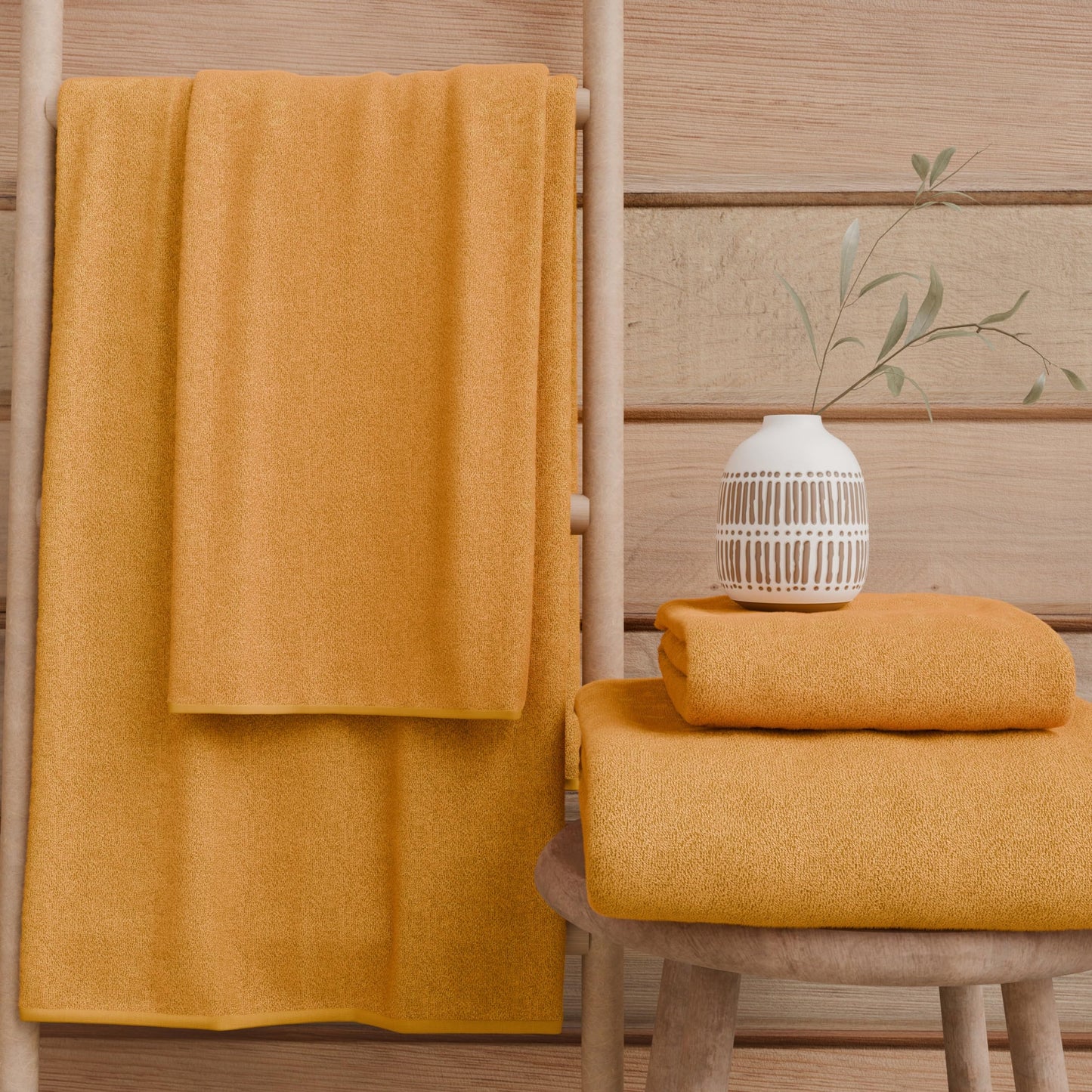 PETTI Artigiani Italiani - 100% Cotton Terry Bath Towels, 2+2 Towel Set, 4 Pieces 2 Face Towels and 2 Hand Towels, Orange Towels
