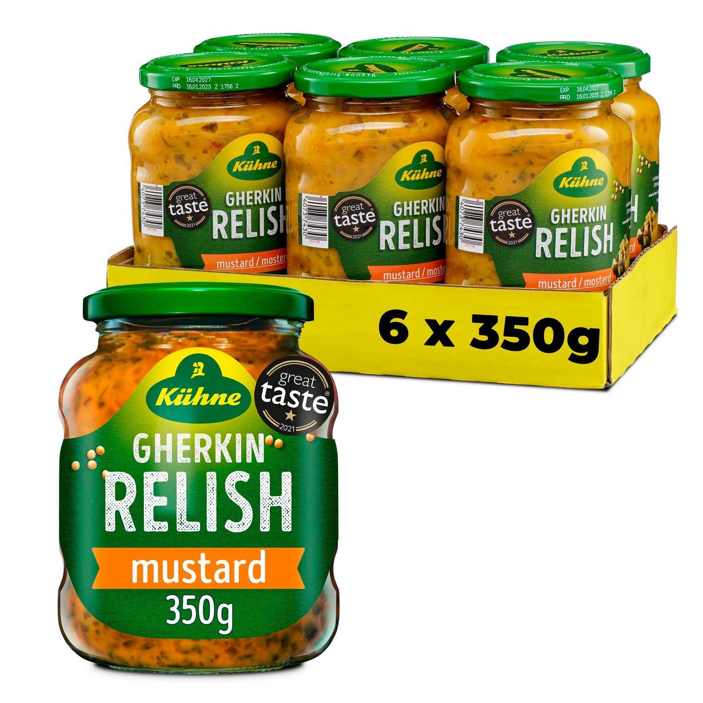 Kuhne Mustard Gherkin Relish, 350 g (Pack of 6)