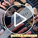 ROXON 4 in 1 Compact Mini BBQ Barbecue Combo Tool Set with Spatula, Fork, Tongs and Bottle Opener for Hiking Camping (Grey)