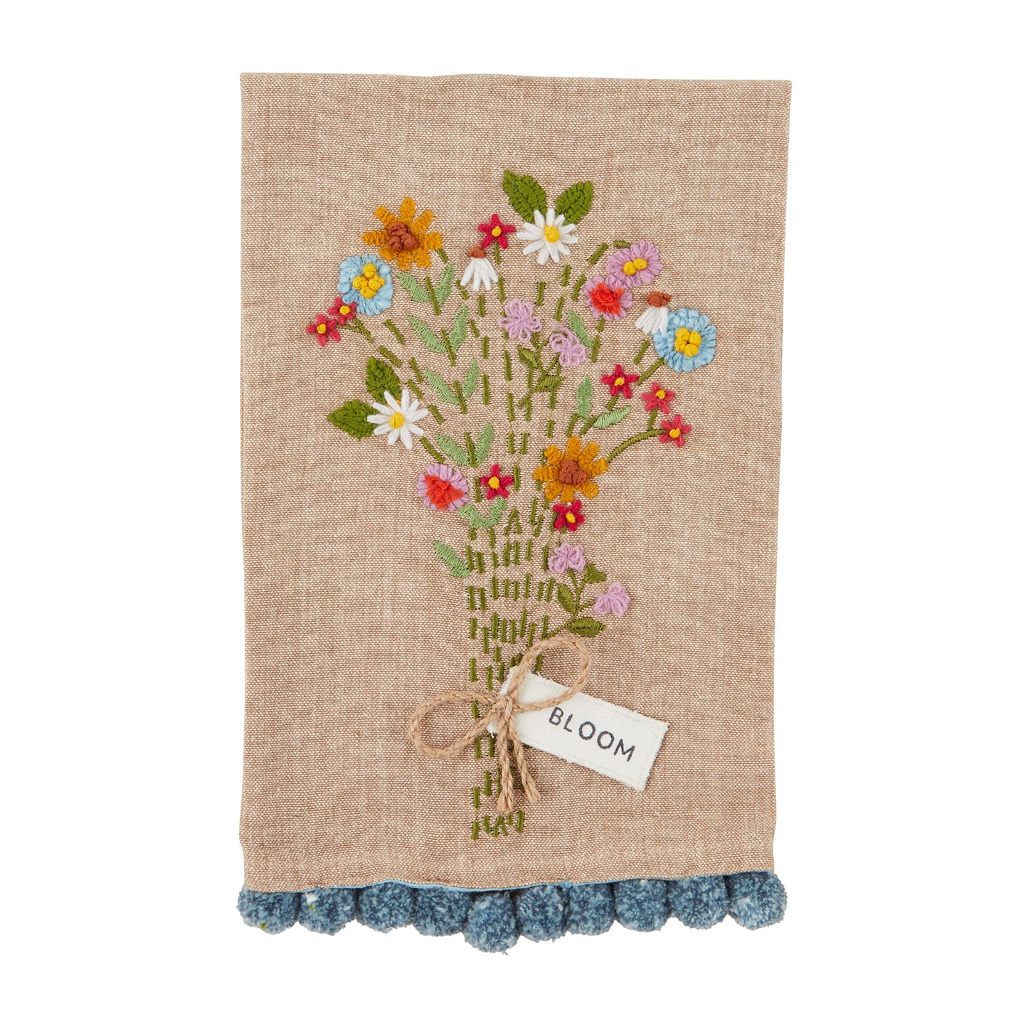 Mud Pie BLM Embroidered Floral Towel, 21" x 14"