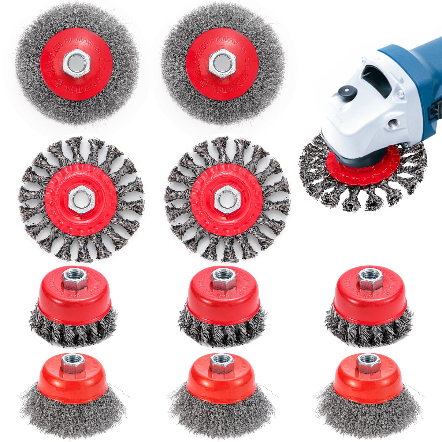 Idong 10PCS Wire Brush for Angle Grinder, 75mm and 100mm Angle Grinder Cup wire Brushs with M14 Thread, Steel Brush Wire Wheel for Cleaning, Rust