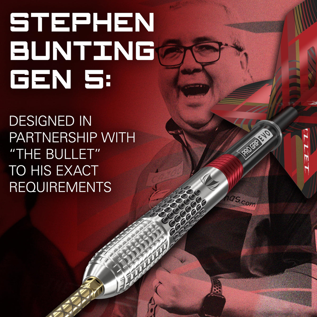 TARGET Darts Stephen Bunting G5 95% Tungsten Dart Set (22G), Steel Tip Swiss Point Darts | Generation 5 Player Edition Darts with Swiss Points,