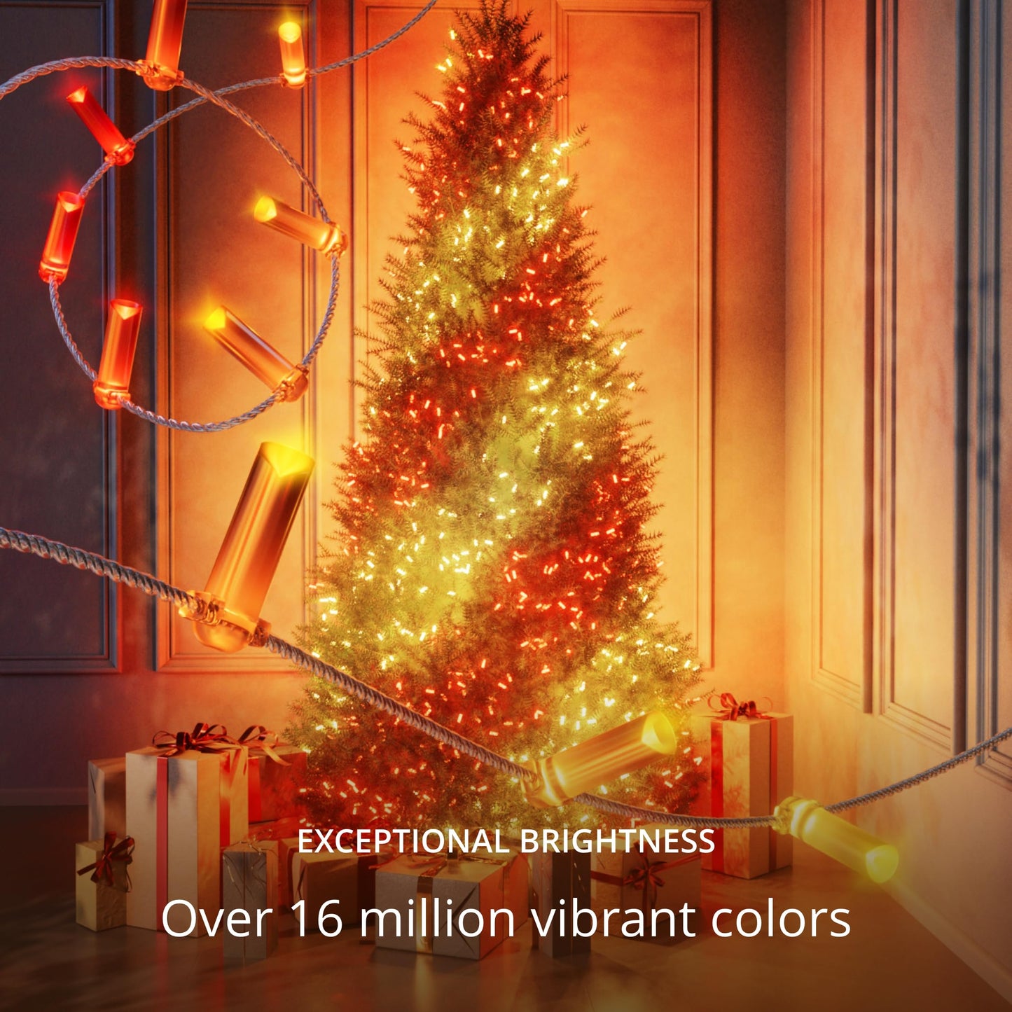 Twinkly Strings USB-C Candle 100 LED, Candle-Shaped LED Light String, Christmas Lights, RGB Multicolor LED Lights, Mappable LEDs, Compatible with