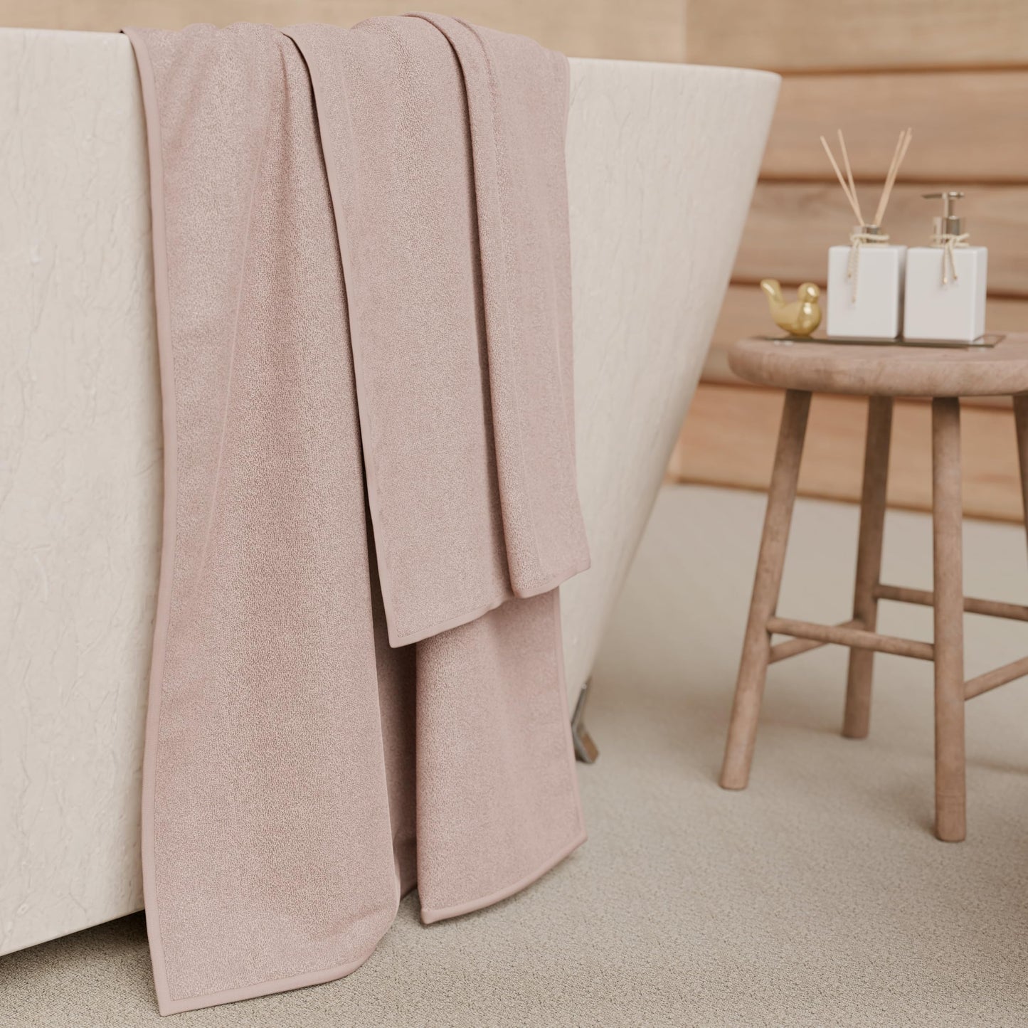 PETTI Artigiani Italiani - 100% Cotton Terry Bath Towels, 1+1 Towel Set, 2 Pieces 1 Face Towel and 1 Hand Towel, Powder Towels