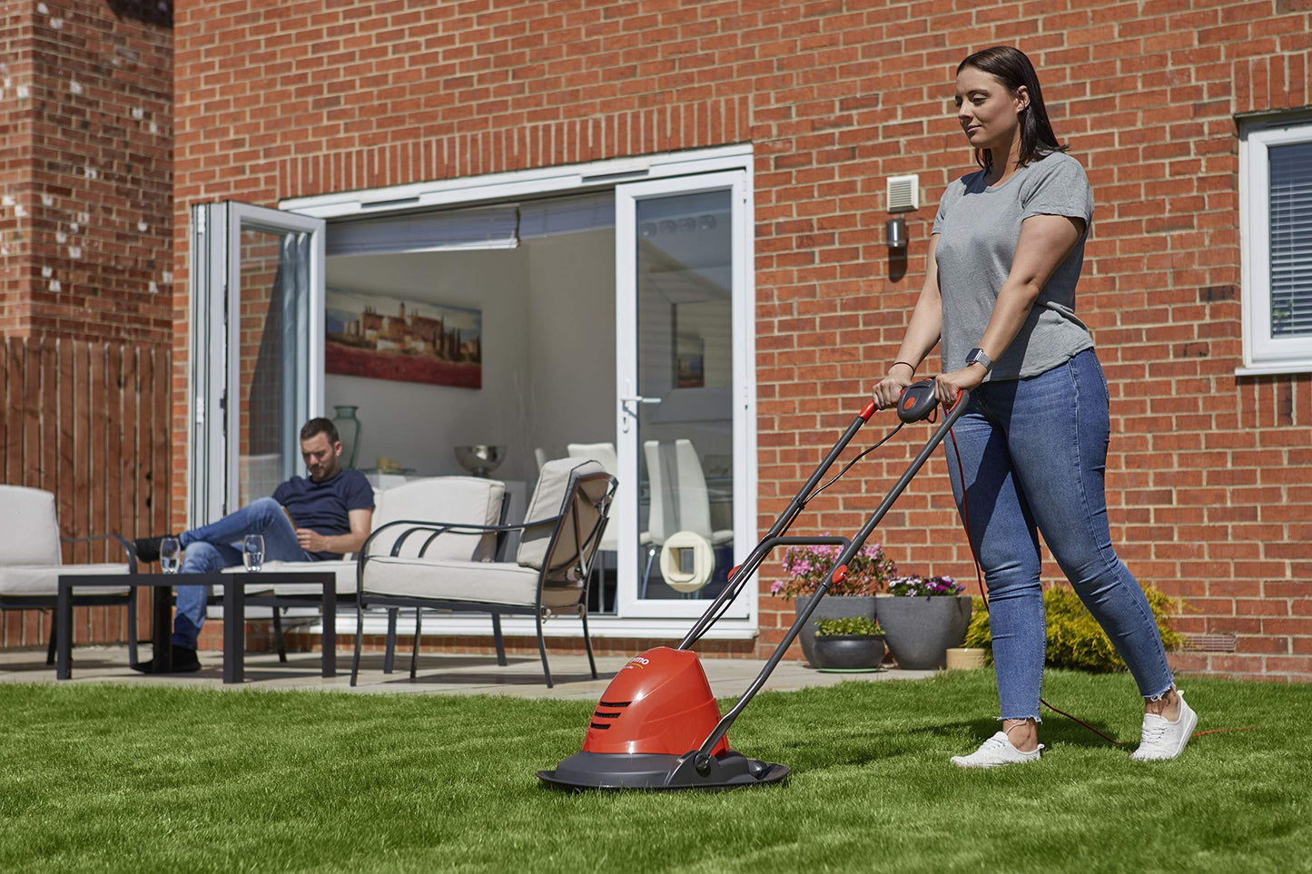Flymo Turbo Lite 270 Electric Hover Lawn Mower, 1400W, 27cm Cutting Width