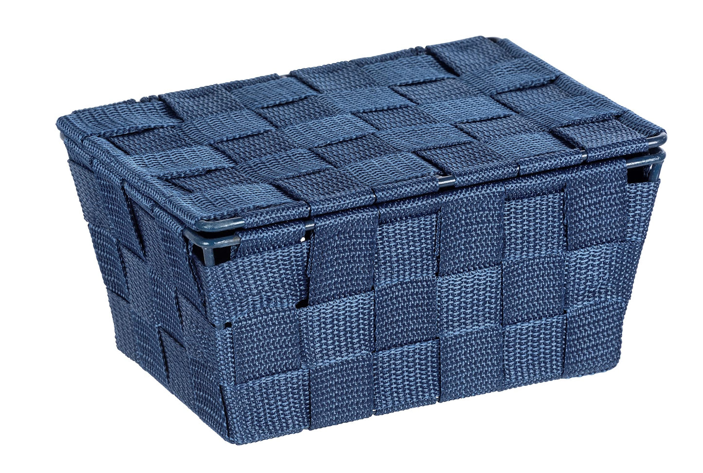 WENKO Adria Storage Basket with Lid Dark Blue Polypropylene 19 x 10 x 14 cm Dark Blue