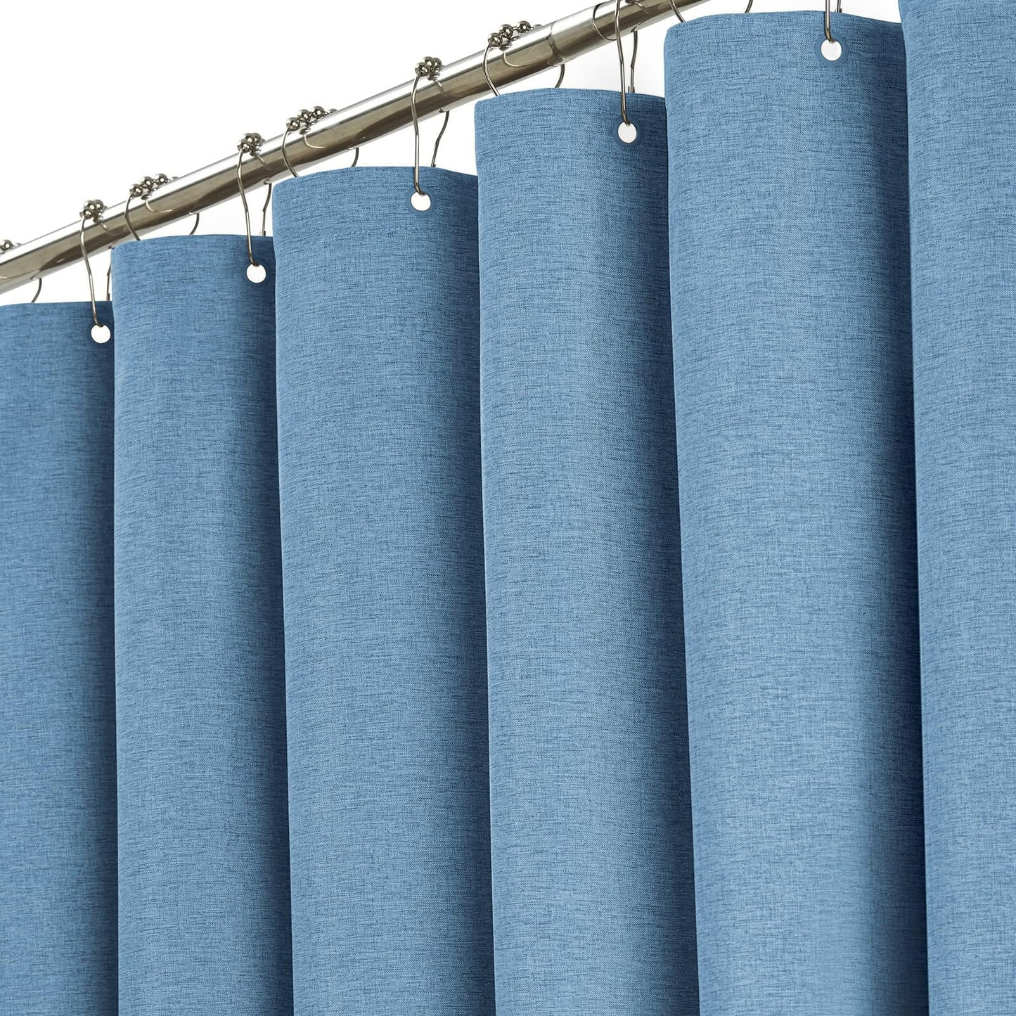 BTTN 182 x 200cm Drop Long Blue Shower Curtain, Mould Proof Resistant Heavy Duty Linen Fabric Luxury Shower Curtains, Durable Waterproof Weighted