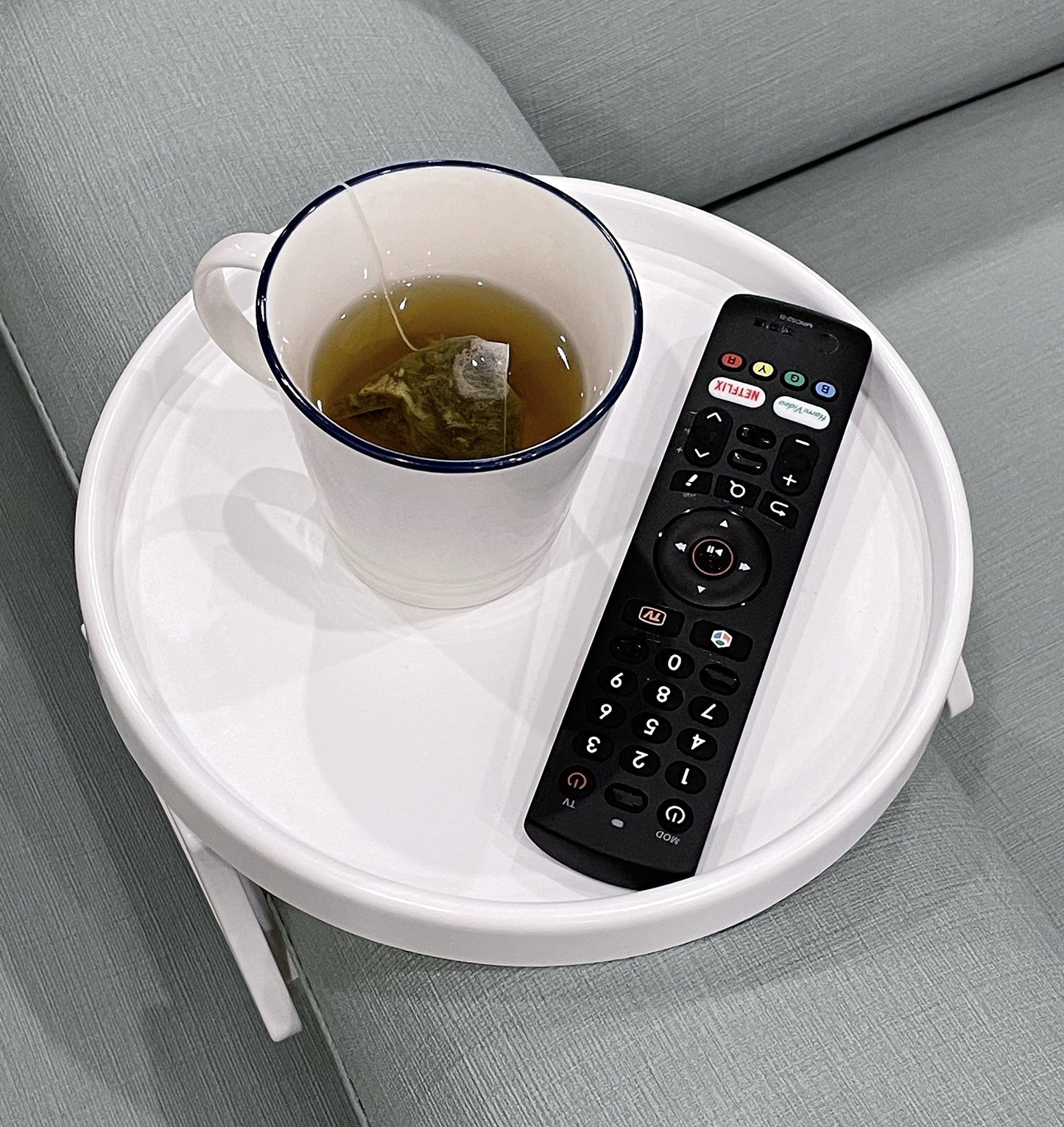 Sofa Arm Table Clip-On Tray for Drinks, Remote & Phone Holder