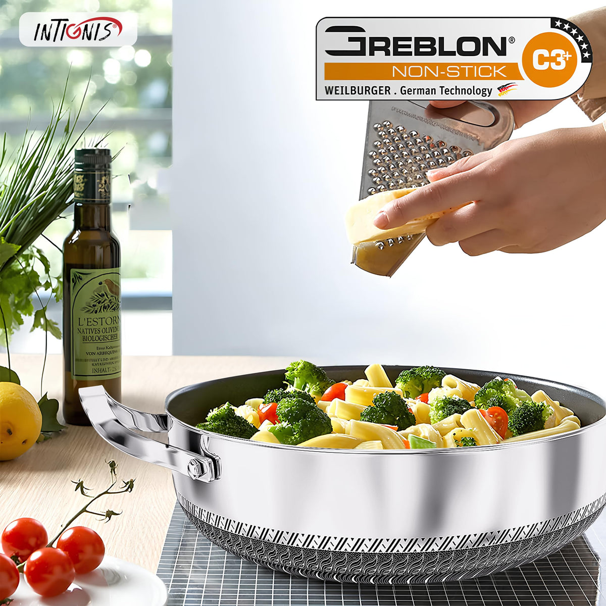 Casserole Dish with Lid Ovenproof Pot | Stainless Steel Hybrid | Toxin Free | Anti Scratch| Non Stick | 30cm | PFOA free | Induction Compatiable |