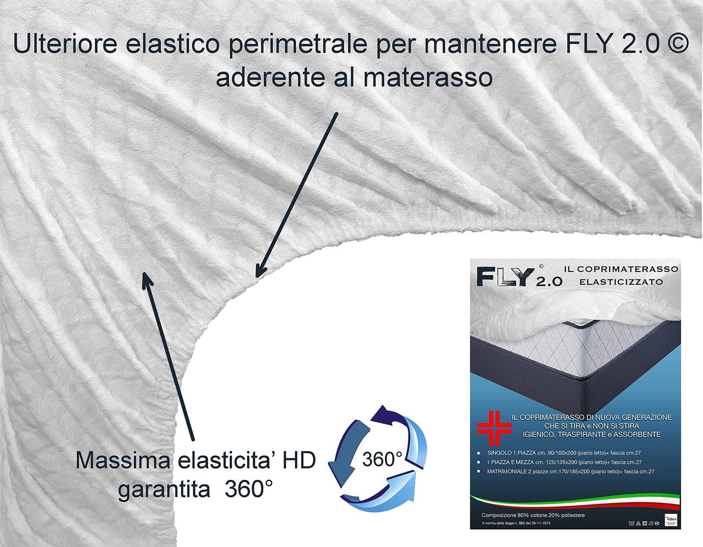 Fly 2.0 Terry Jacquard Elastic Mattress Topper with Corners - Double Bed for 2 Single Beds