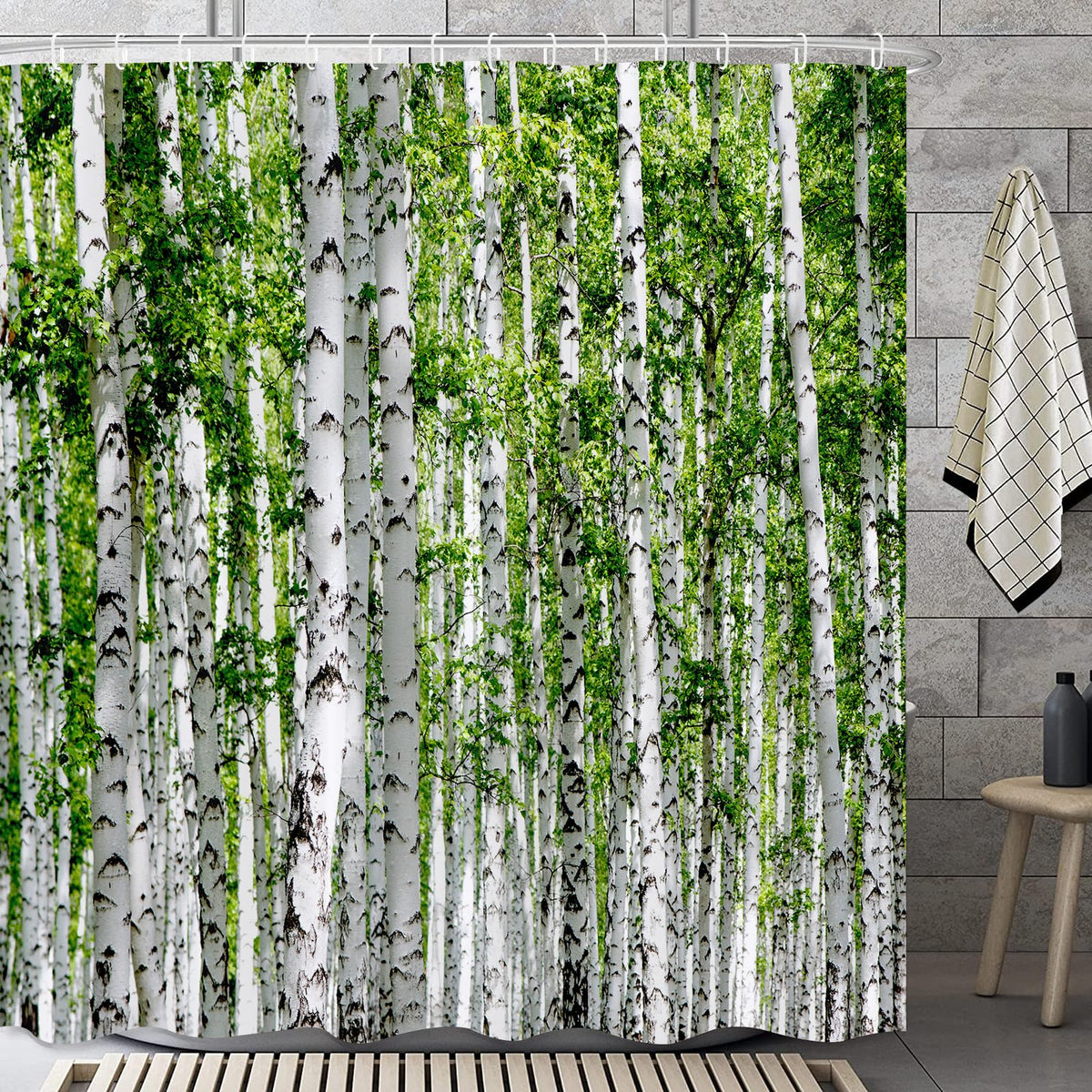 GOOESING Scenic Shower Curtain Natural Scenery Forest Shower Curtain Landscape Bathroom Curtain with Hooks Bathroom Decor Washable Durable Waterproof
