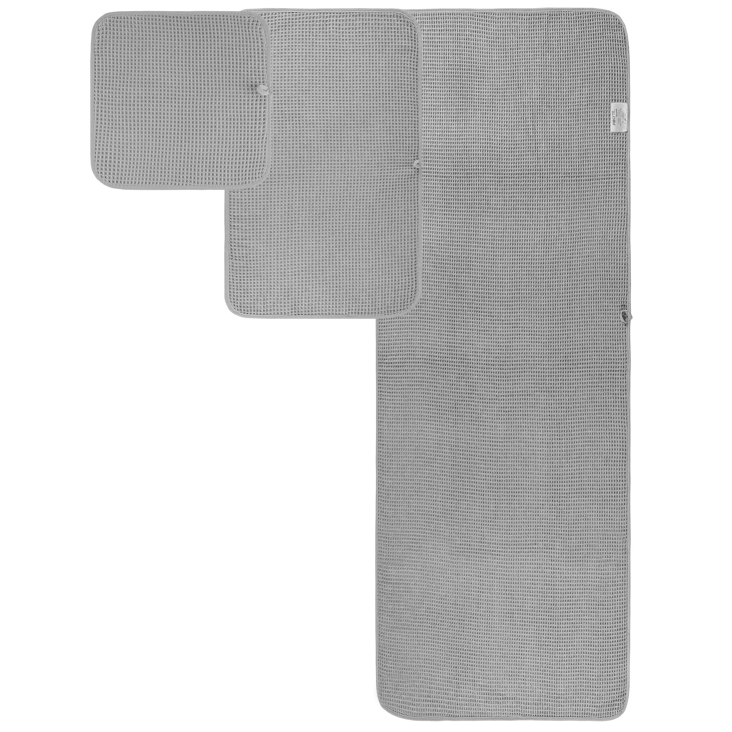 POLYTE Microfibre Oversize, 76 x 152 cm, Quick Dry Lint Free Bath Towel Set, 6 Piece (Light Grey, Waffle Weave)