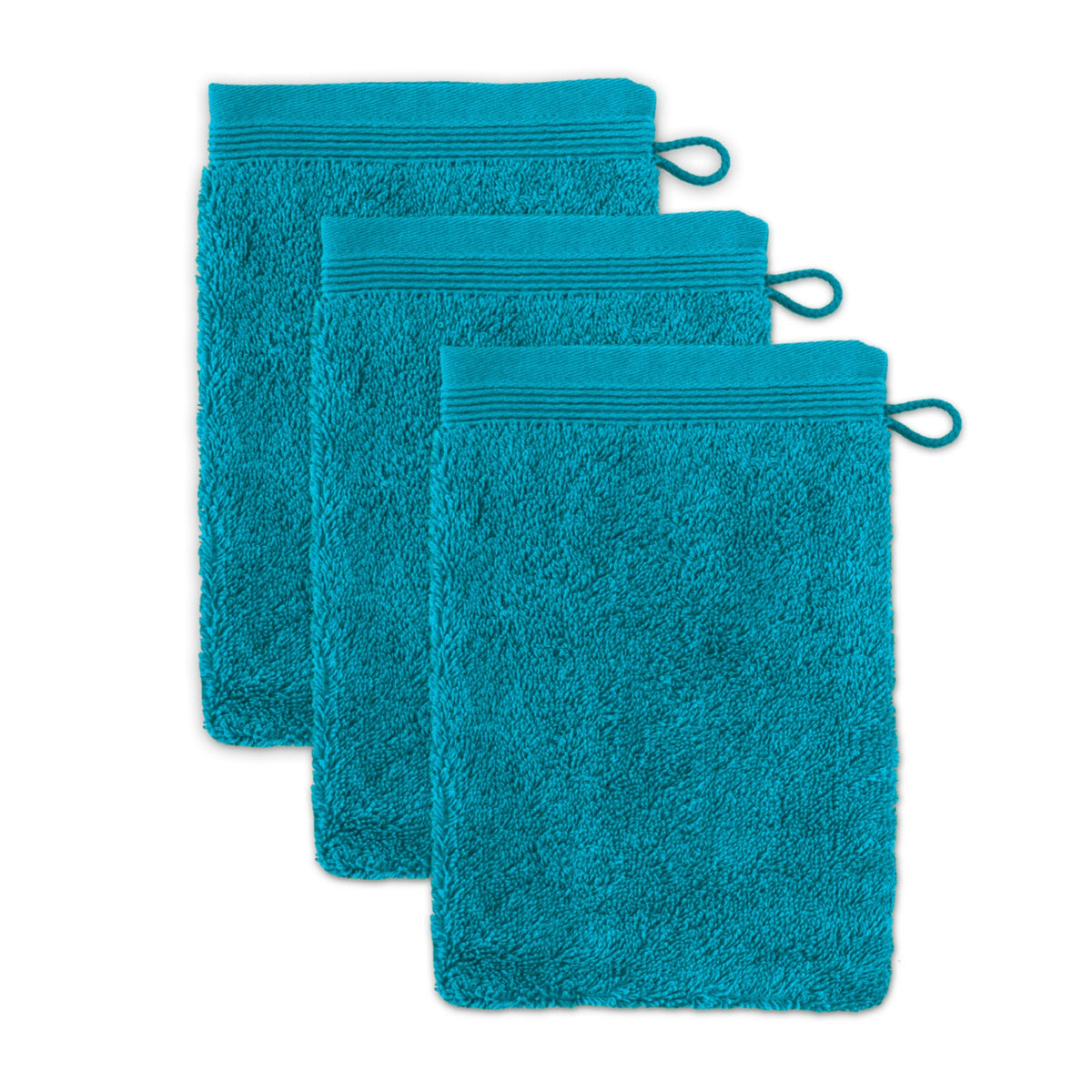 M?ve 3er set Superwuschel wash glove 15 x 20 cm made of 100% cotton, lagoon