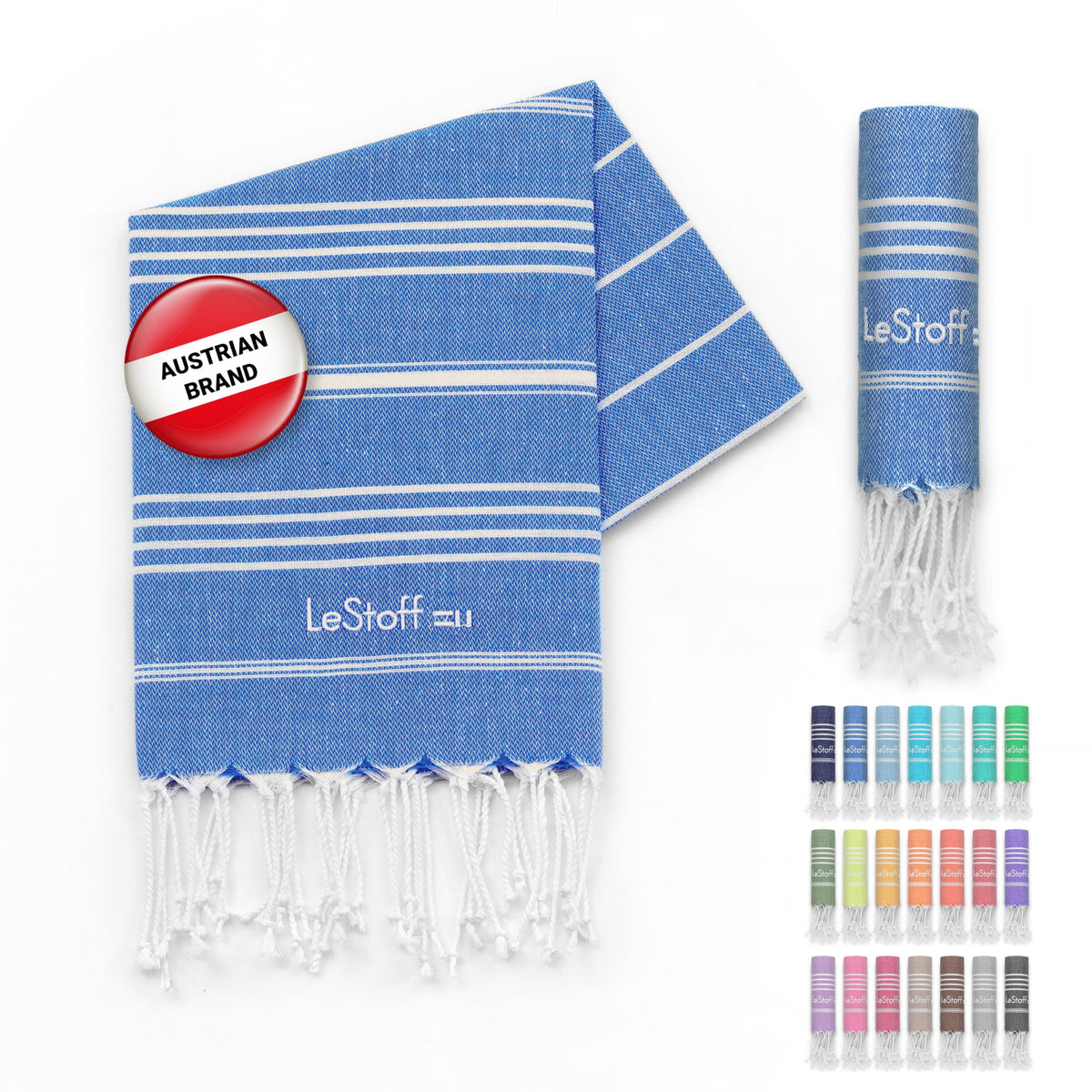 LeStoff Premium Hammam Towel - 100% Organic Cotton - Pre-washed Sustainable Absorbent & Quick-drying - Beach, Bath, Shower, Yoga, Spa & Travel Towel