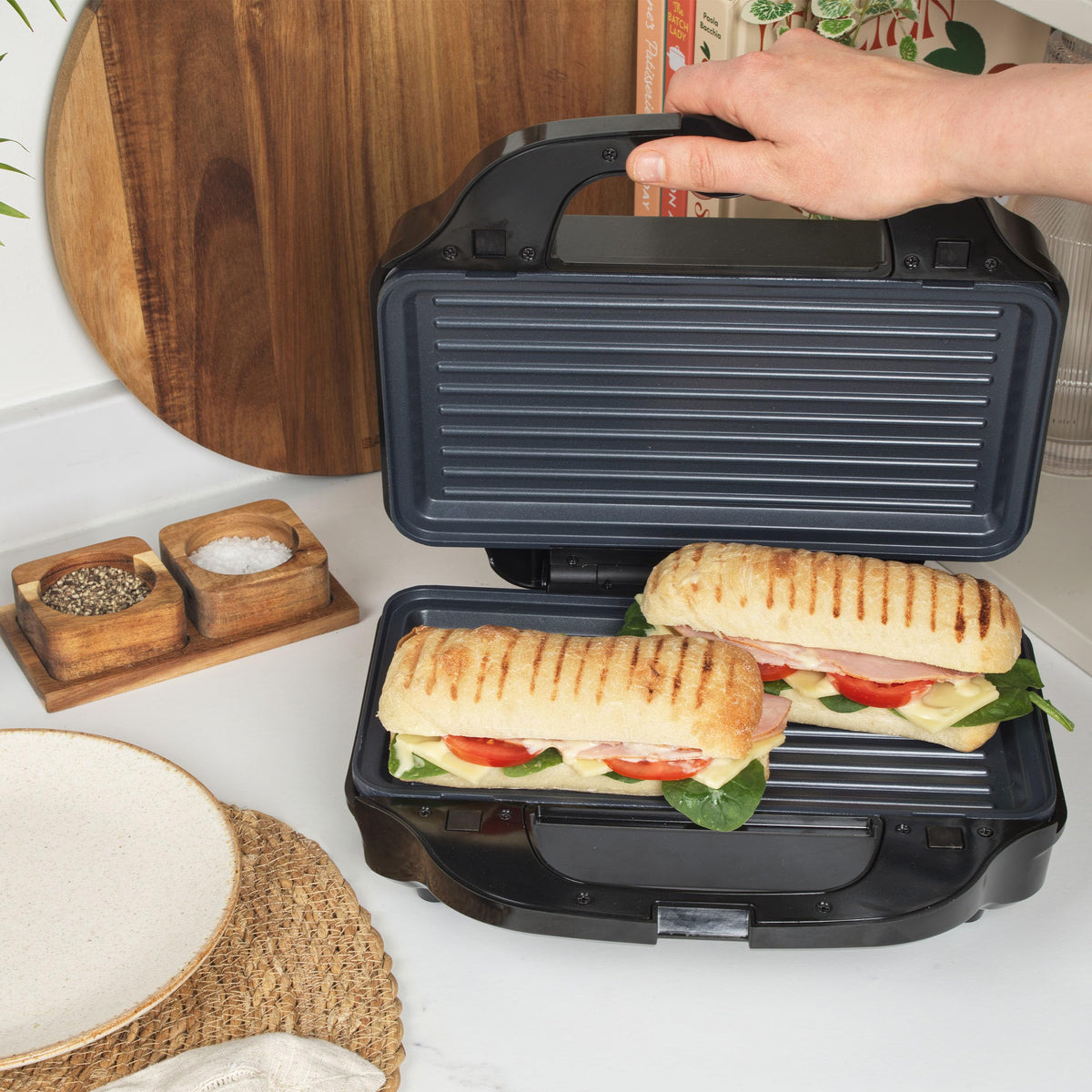 Salter EK2143 3-In-1 Snack Maker - Sandwich Toaster, Waffle Maker, Panini Press Grill, Includes Removable Extra Large Deep Fill Hot Plates, Non-Stick,