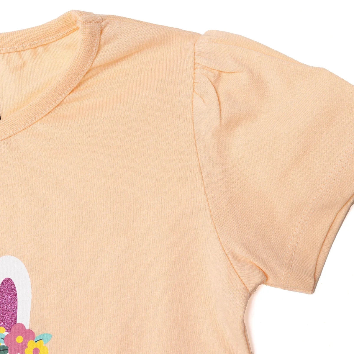 HelloBaby Girls T-shirt Animal Print Crew Neck Short Sleeve - Salmon
