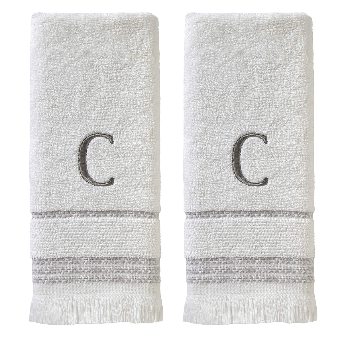 SKL Home Hand Towel Set, C, Cotton, White, 16x26