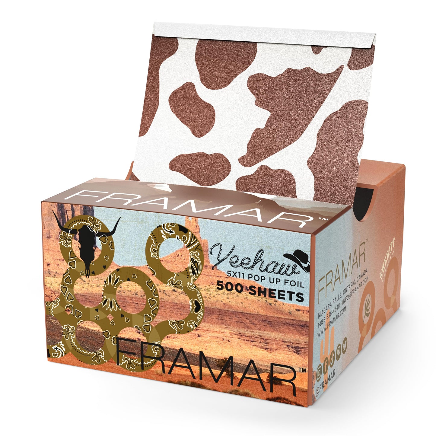 Framar Cow Print Embossed Pop Up Hair Foil, Hair Foils for Highlighting, Foils for Highlights, Hairdressing Foil for Hair Highlights, Foils Sheets,