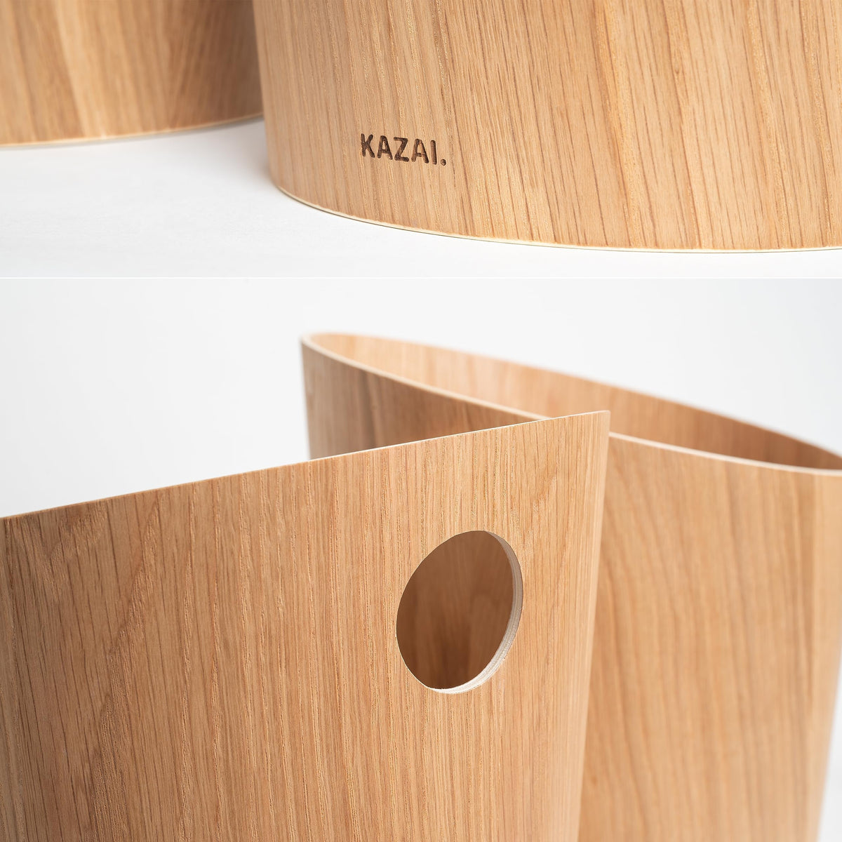 Kazai. Design Paper Bin 'Bennet' | Unique Waste Paper Basket for Office, Bedroom, Children's Room, and More | Office Bin Made of Real Wood Veneer |