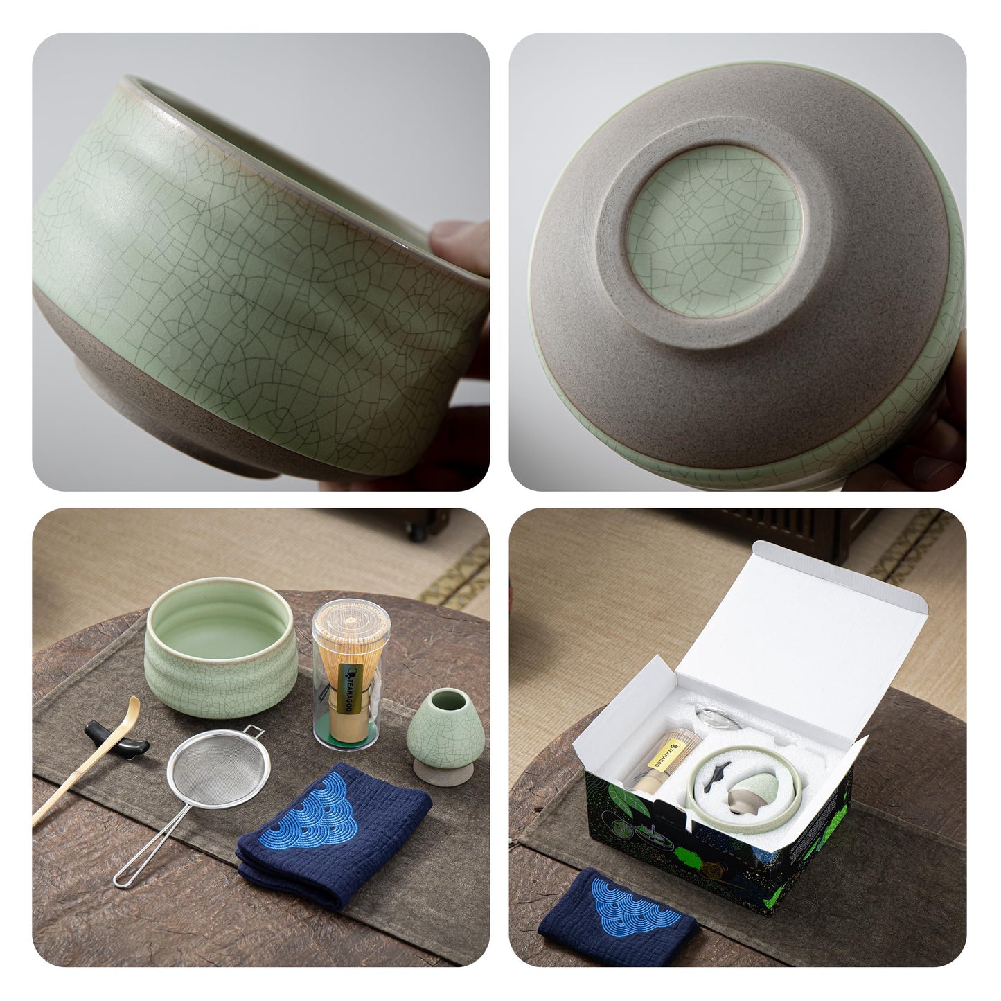 TEANAGOO Matcha Set, 7 Pcs Matcha Kit for Ceremony, Matcha Whisk Set, Ceramic Matcha Bowl, Matcha Tea Set for Making Breakfast/Matcha Latte, Bamboo