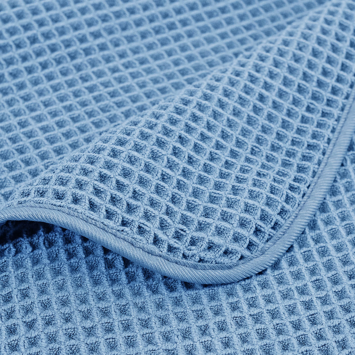 POLYTE Microfibre Oversize Quick Dry Lint Free Bath Towel, 152 x 76 cm, 4 Pack (Blue, Waffle Weave)