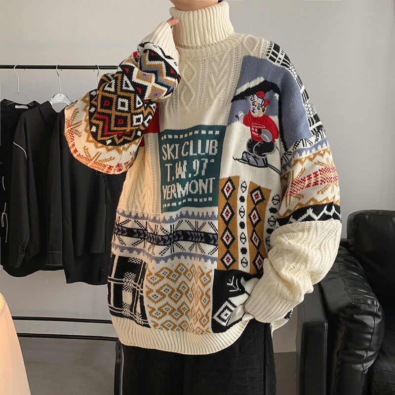 Christmas Sweater Men's And Women's Autumn And Winter High Collar