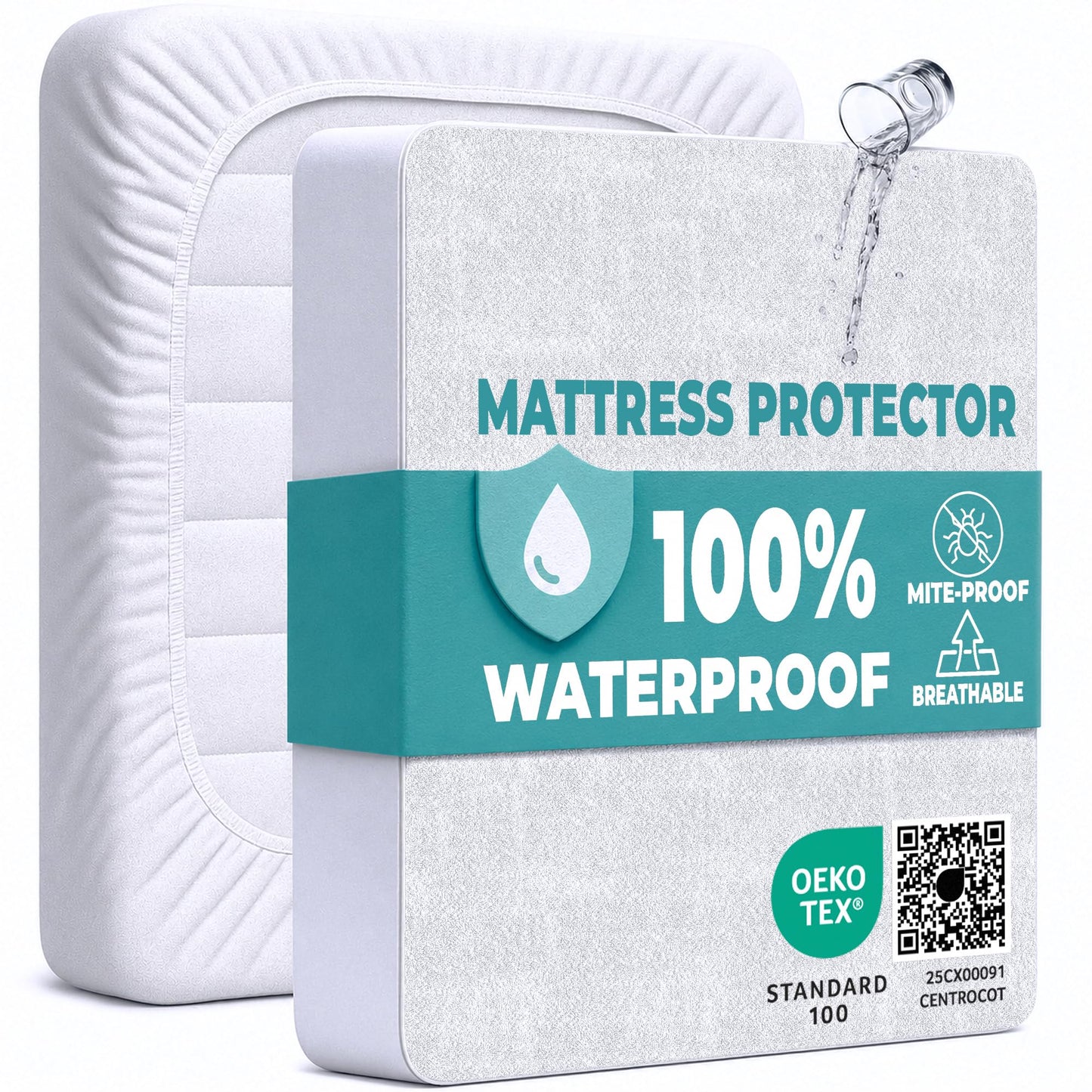 Single Waterproof Mattress Protector 90x190 cm Premium Cotton Terry Bed Fitted Sheet with Microfiber Corner Soft and Breathable Top Mattress