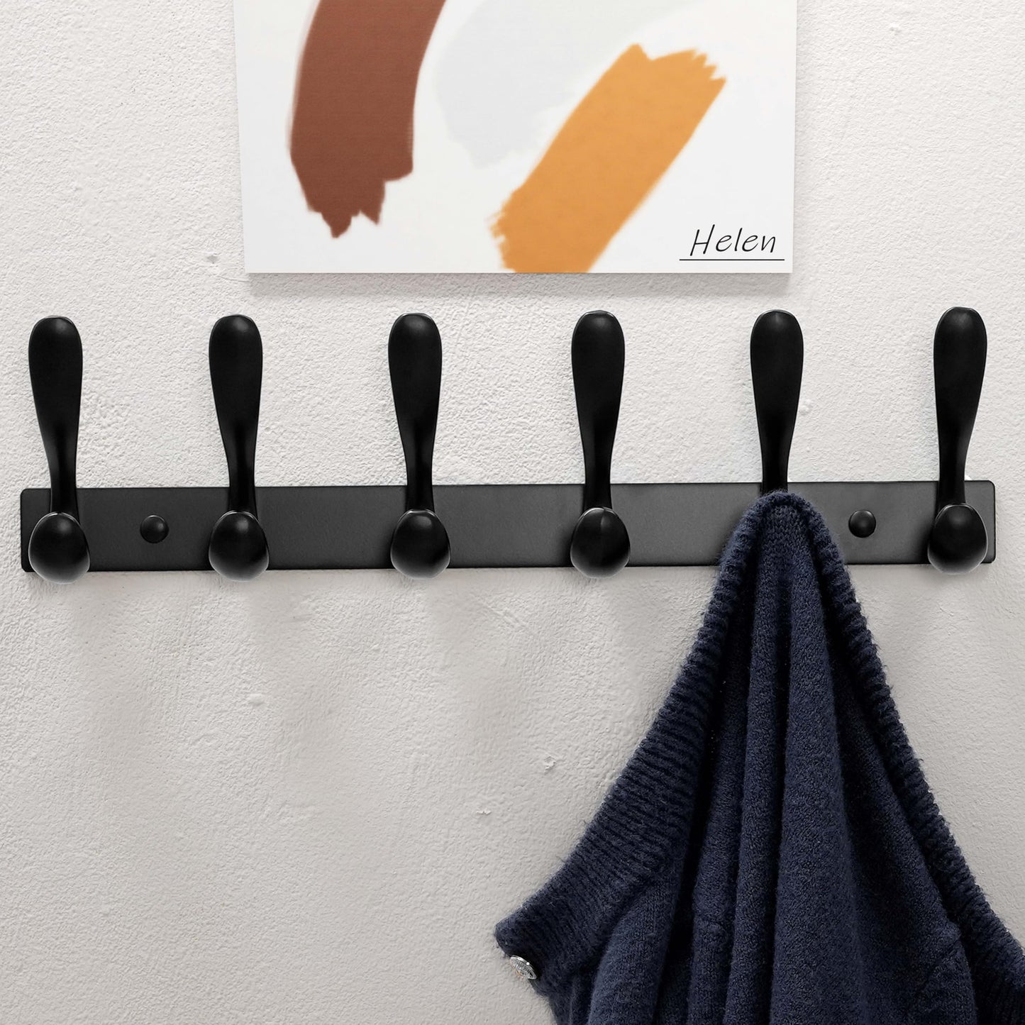 HONSKY Wall Coat Rack- Stylish,44cm Metal Coat Hanger Wall Mounted,Heavy Duty 6 Hooks Wall Coat Hook for Hallway, Bedroom