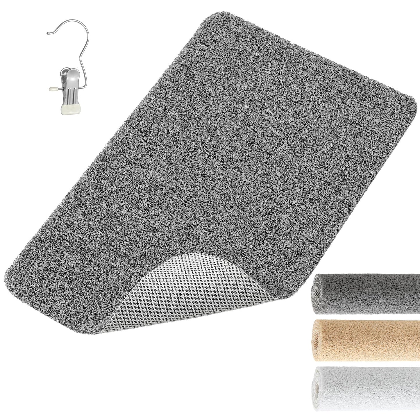 XIYUNTE Soft Shower Mat Non Slip Anti Mould, 60 x 40 cm, INCL. Hooks for Drying, PVC Bath Mat Non Slip Anti Mould